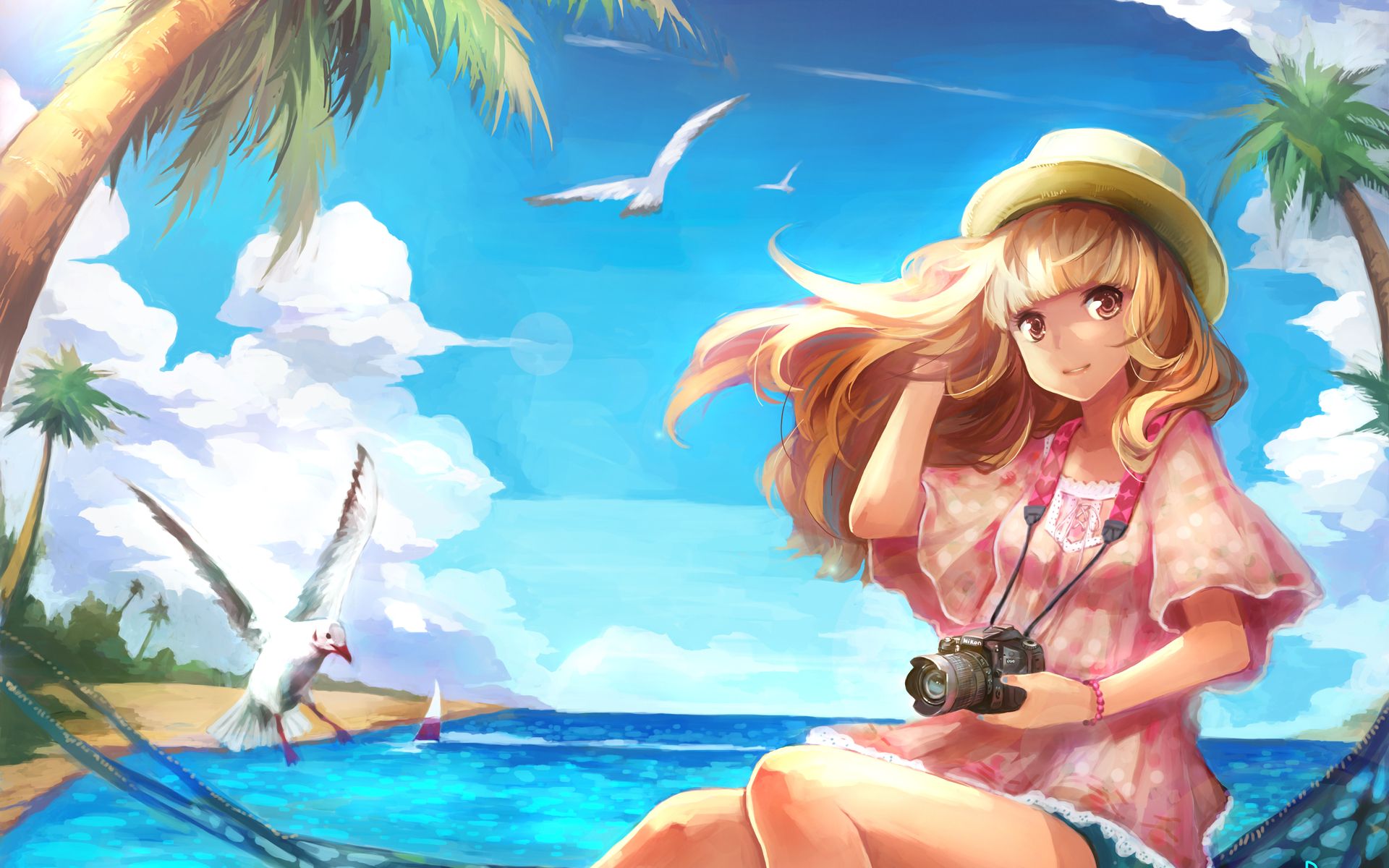 Anime Girl Beach Wallpaper Free Anime Girl Beach Background