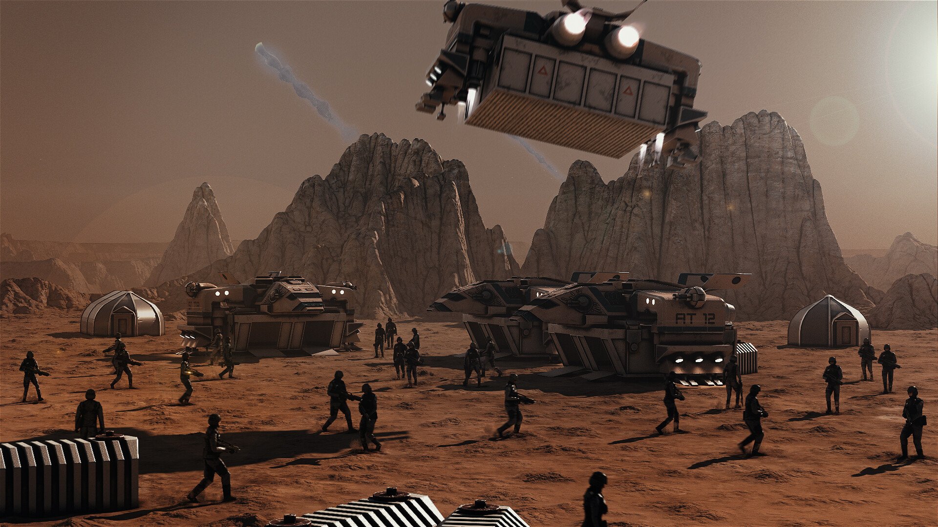 Starship Troopers Terran Command scenes assembly, animation and render for game trailer