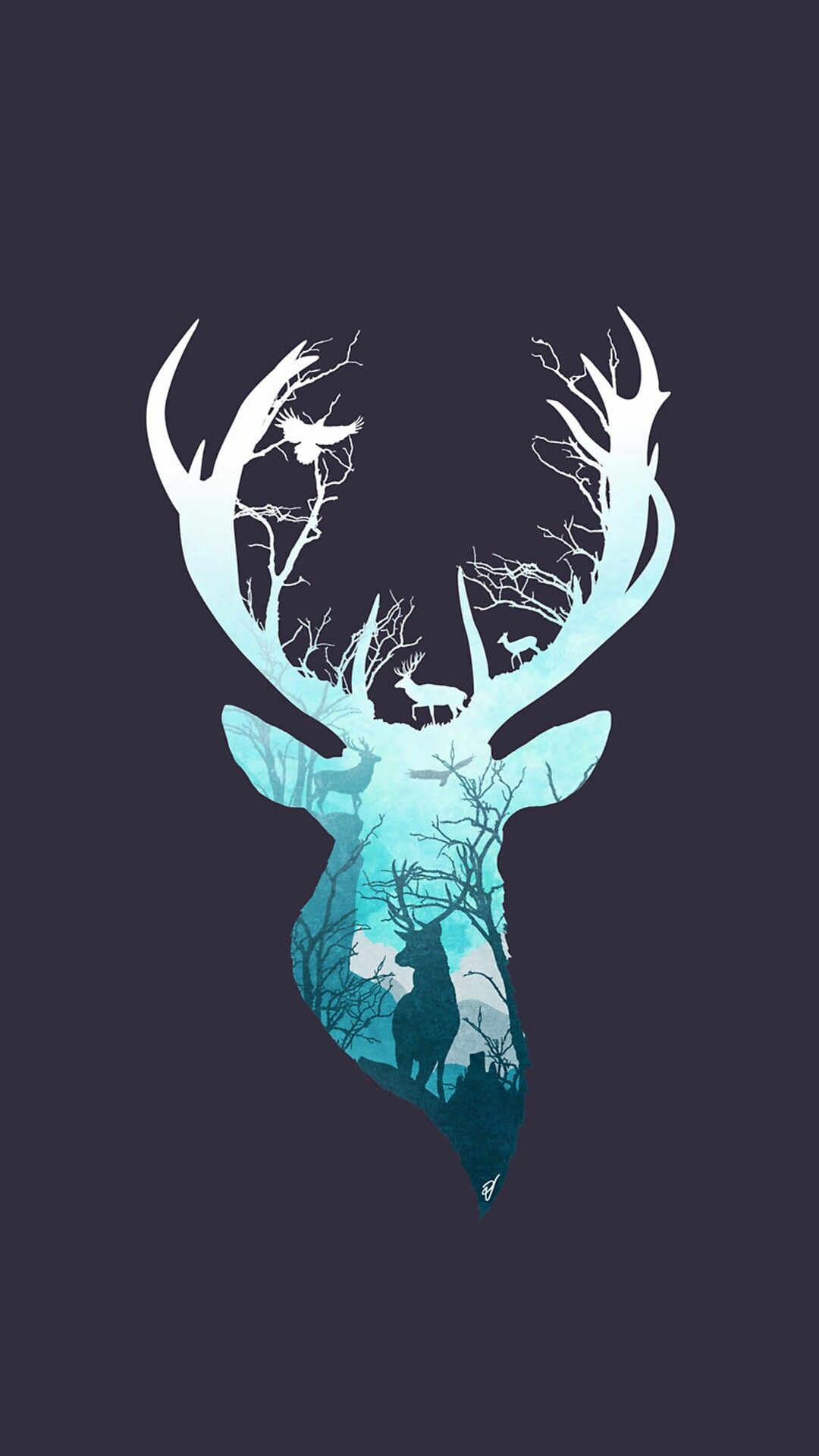 deer wallpaper iphone, head, horn, illustration, elk, deer