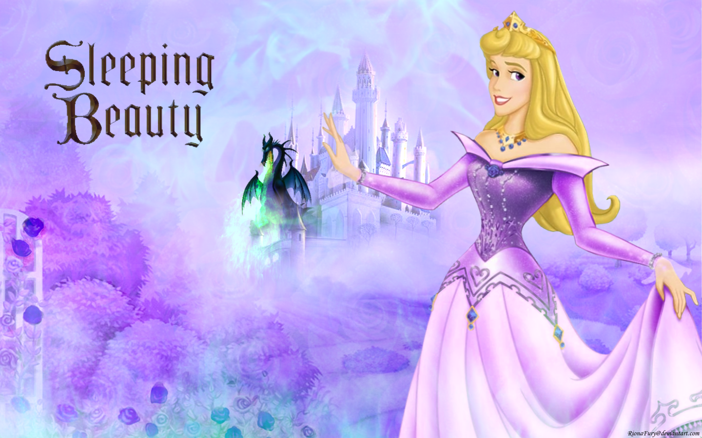Disney Princess Wallpaper: Aurora in purple. Disney princess aurora, Disney princess wallpaper, Disney princess