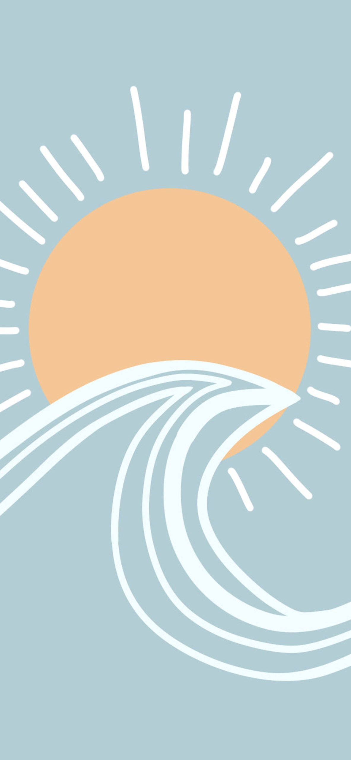 Sun and Wave Blue Wallpaper Aesthetic Wallpaper for iPhone