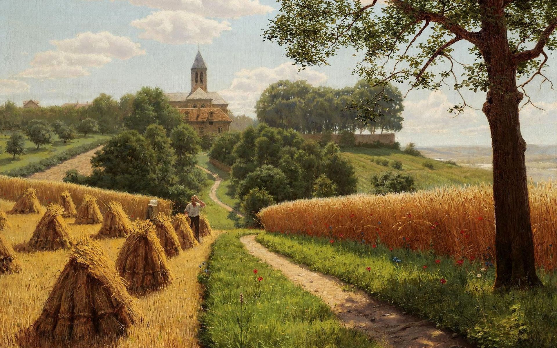 Landscape paintings, Summer landscape, Landscape