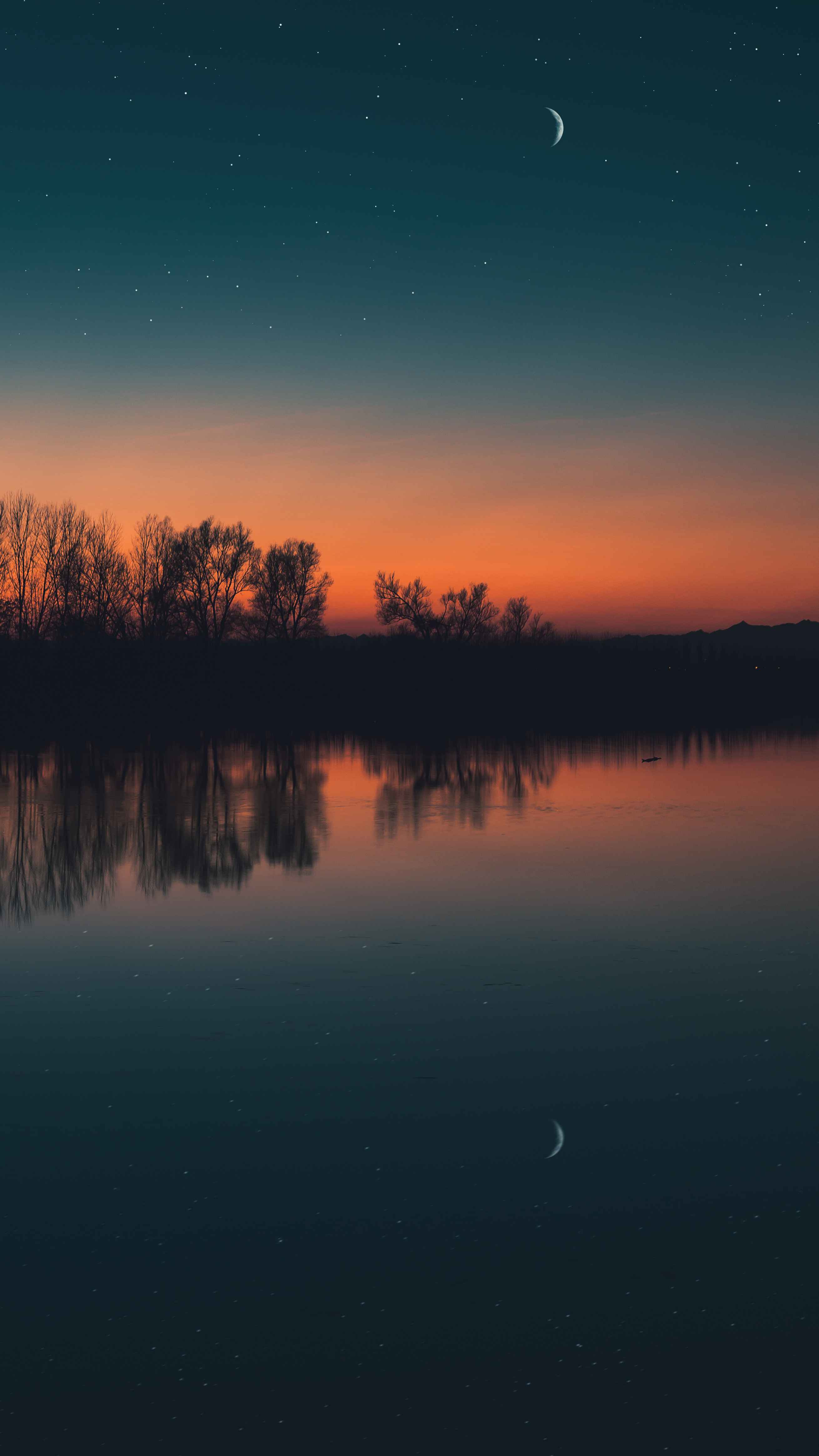 Lake Reflection Evening Moon IPhone Wallpaper Wallpaper, iPhone Wallpaper