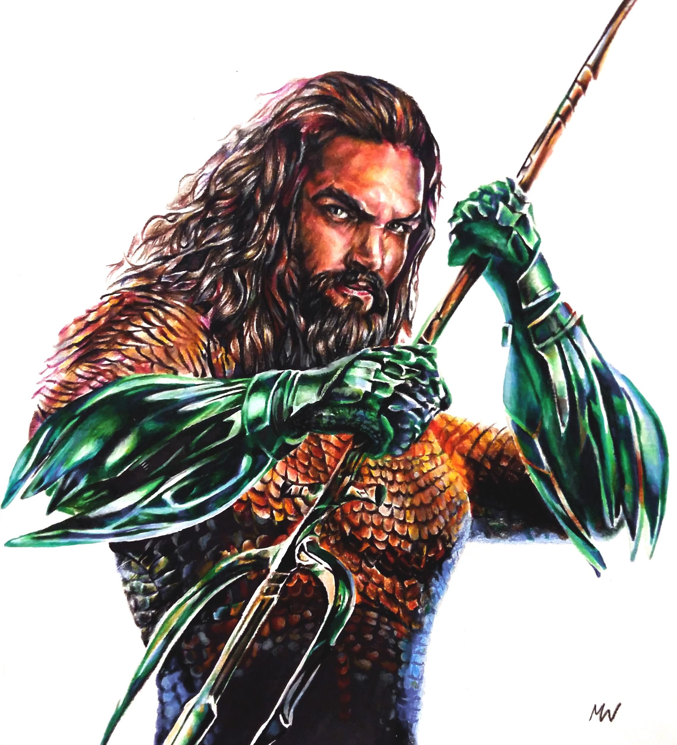 Aquaman Drawing, Pencil, Sketch, Colorful, Realistic Art Image