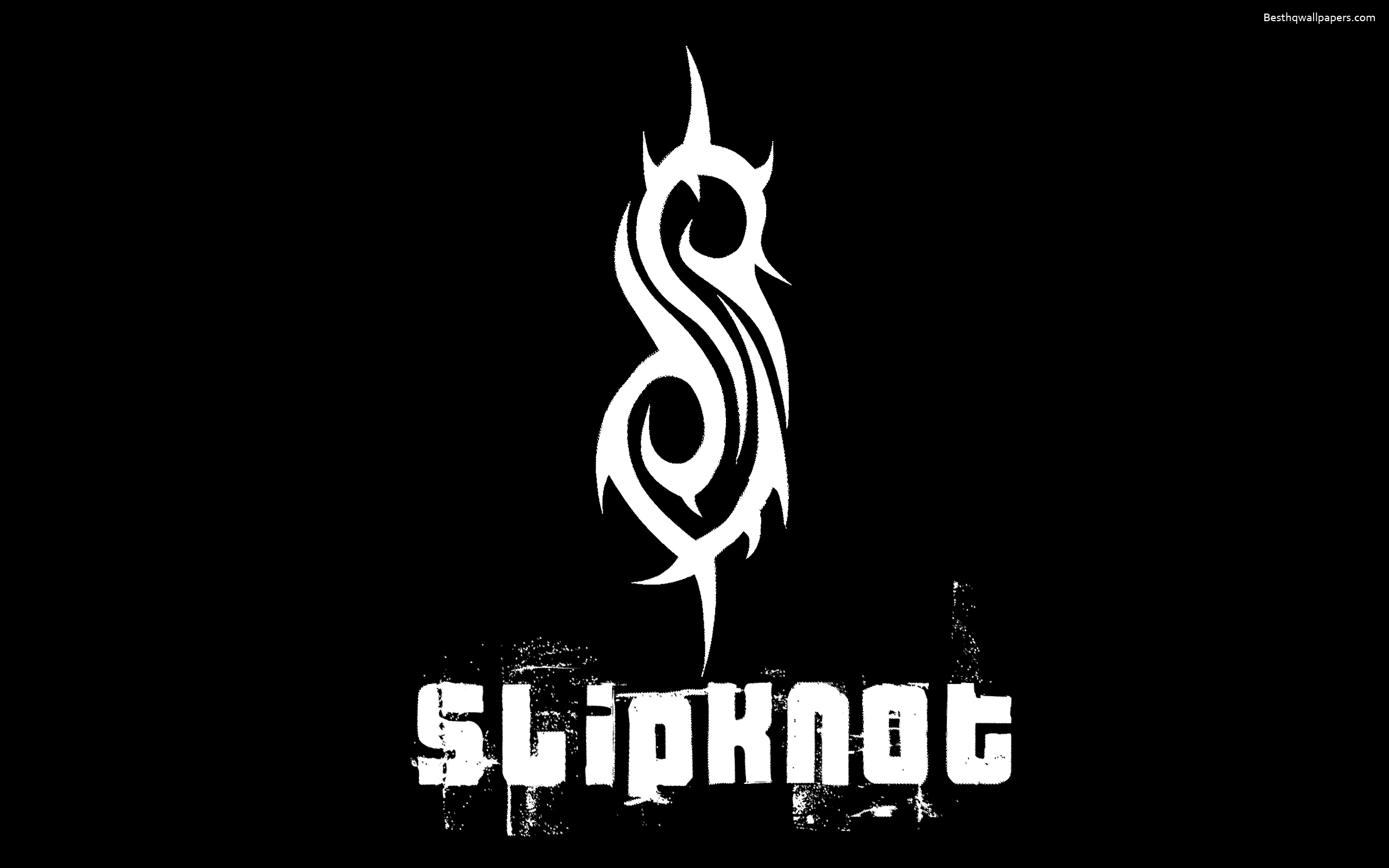 Download wallpaper Slipknot, black background, Slipknot logo, rock band, logo for desktop with resolution 2560x1600. High Quality HD picture wallpaper