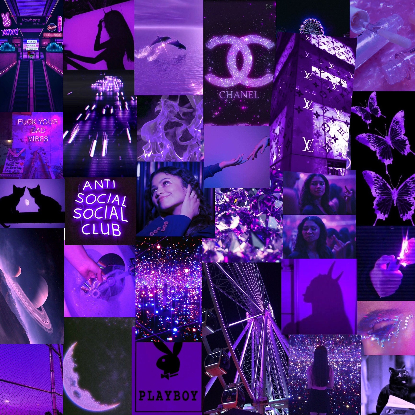 PCS printed Purple Collage Kit Baddie Euphoria
