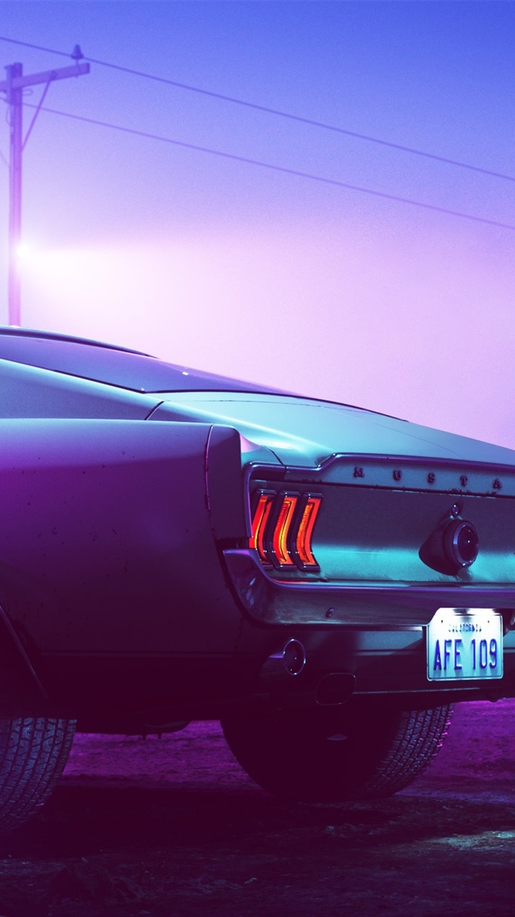 iPhone Wallpaper 1969 Ford Mustang Car Back View, Motel, Car Wallpaper iPhone