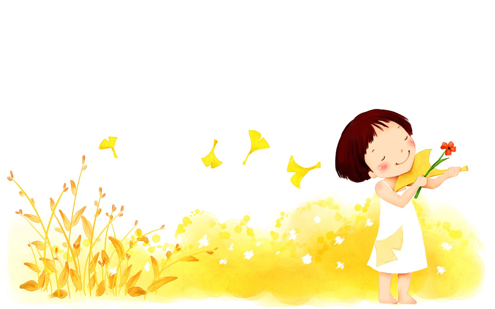 Children&;s wallpaper Flowers girl child fantasy wind blush music wallpaperx1050