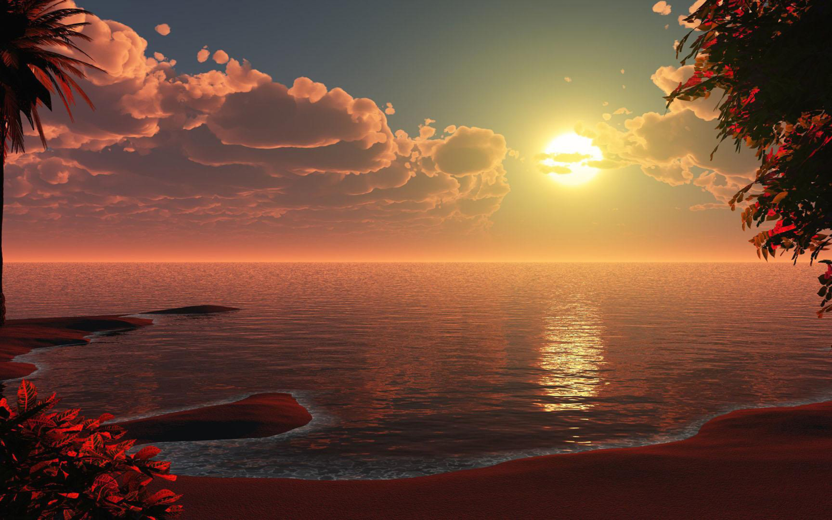 Beautiful Beach Sunset Artwork Macbook Pro Retina HD 4k Wallpaper, Image, Background, Photo and Picture