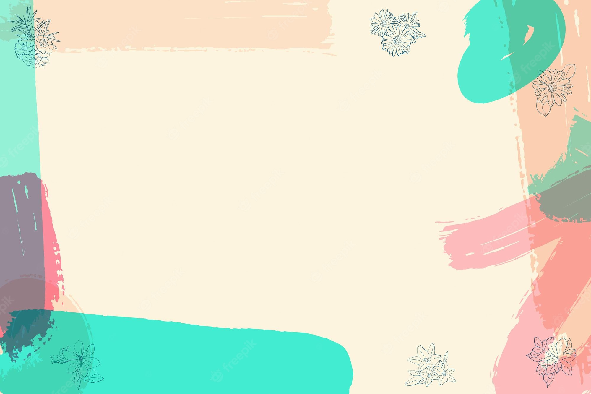 Premium Vector. Summer background with pastel color leaves line art mid century