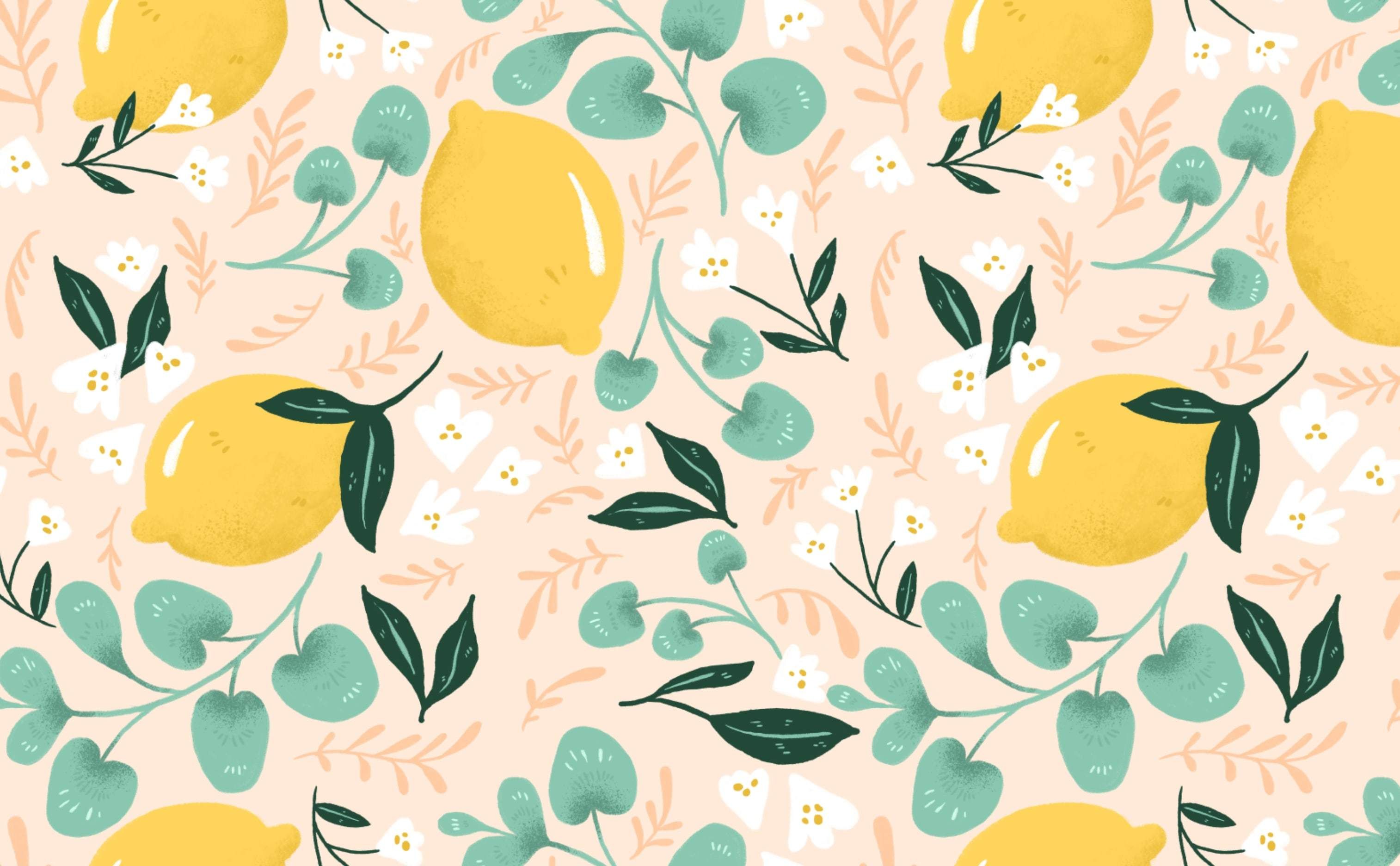 Watercolor Lemon Desktop Wallpaper Free Watercolor Lemon Desktop Background