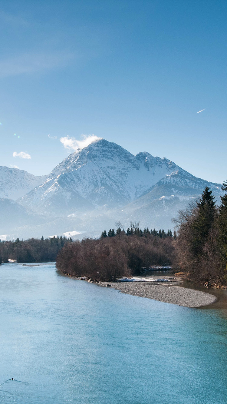 Lake Nature Summer Mountain Sky Green Blue Wood Wallpaper