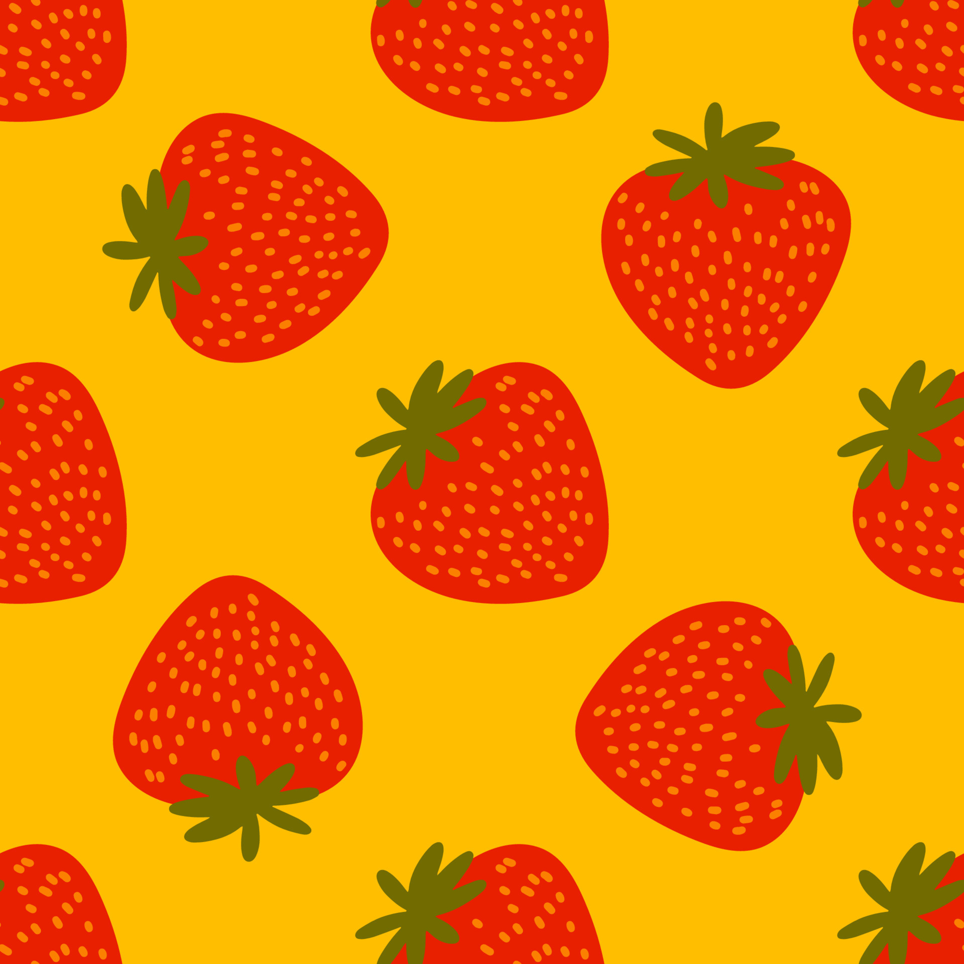 Vector seamless pattern. Sweet red fruit berry with flowers and leaves. Summer background for social medai. Promotion of food market, local shops. For printing on paper and fabric, banners, wallpaper. Vector