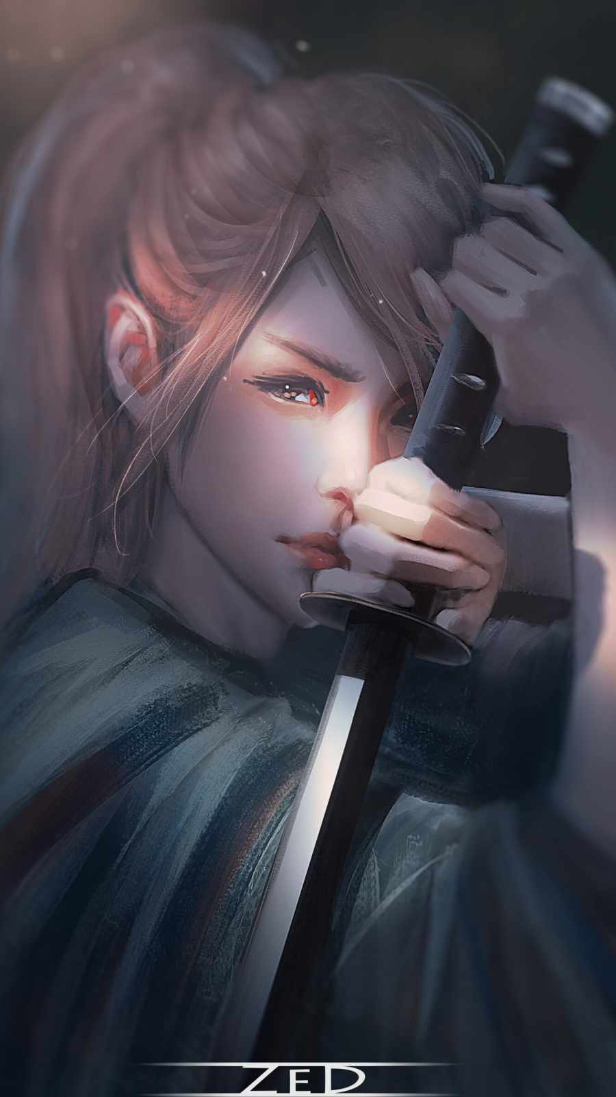 Samurai Girl Sword Wallpaper, iPhone Wallpaper