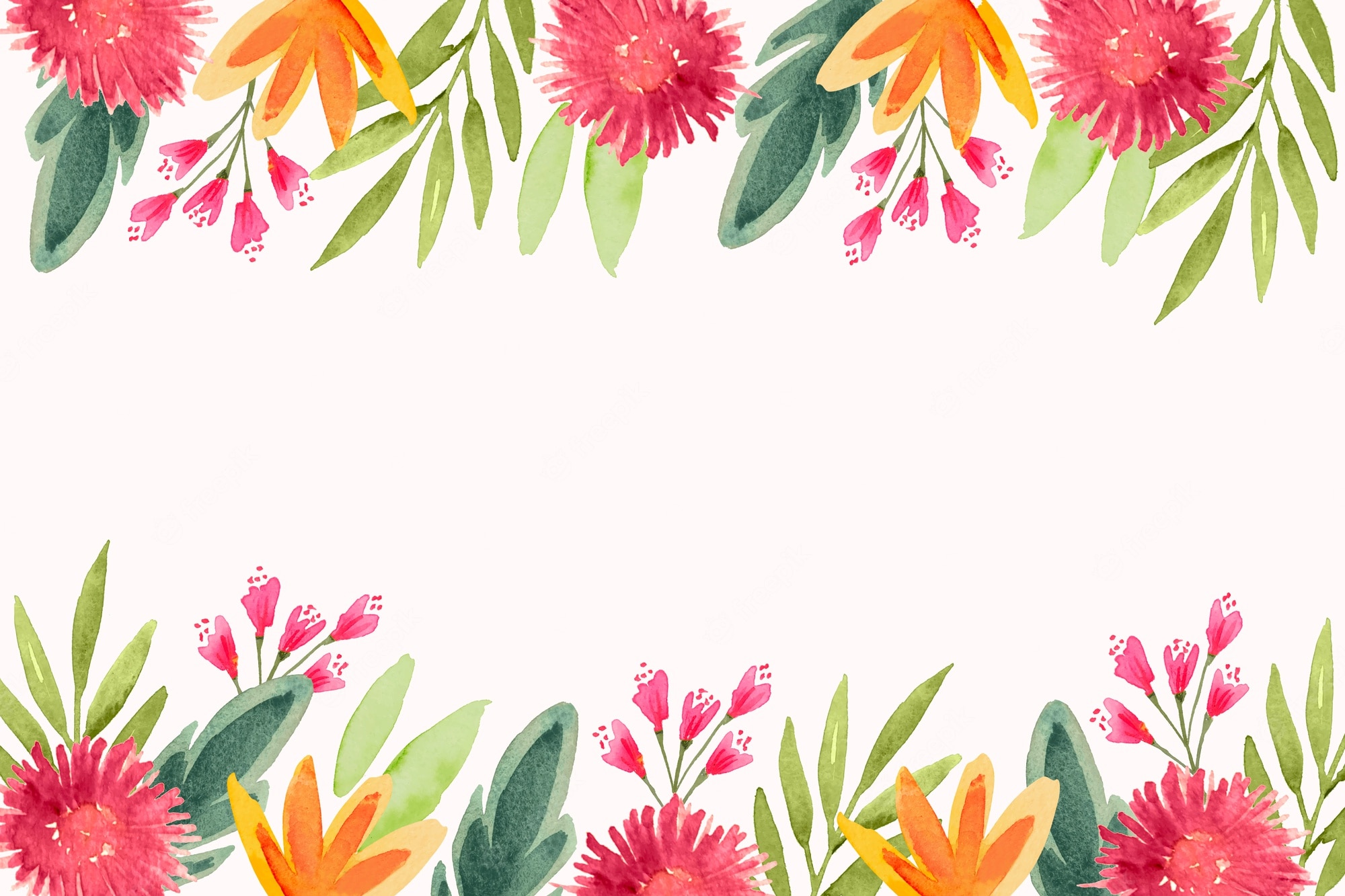 Free Vector. Watercolor abstract summer flowers background