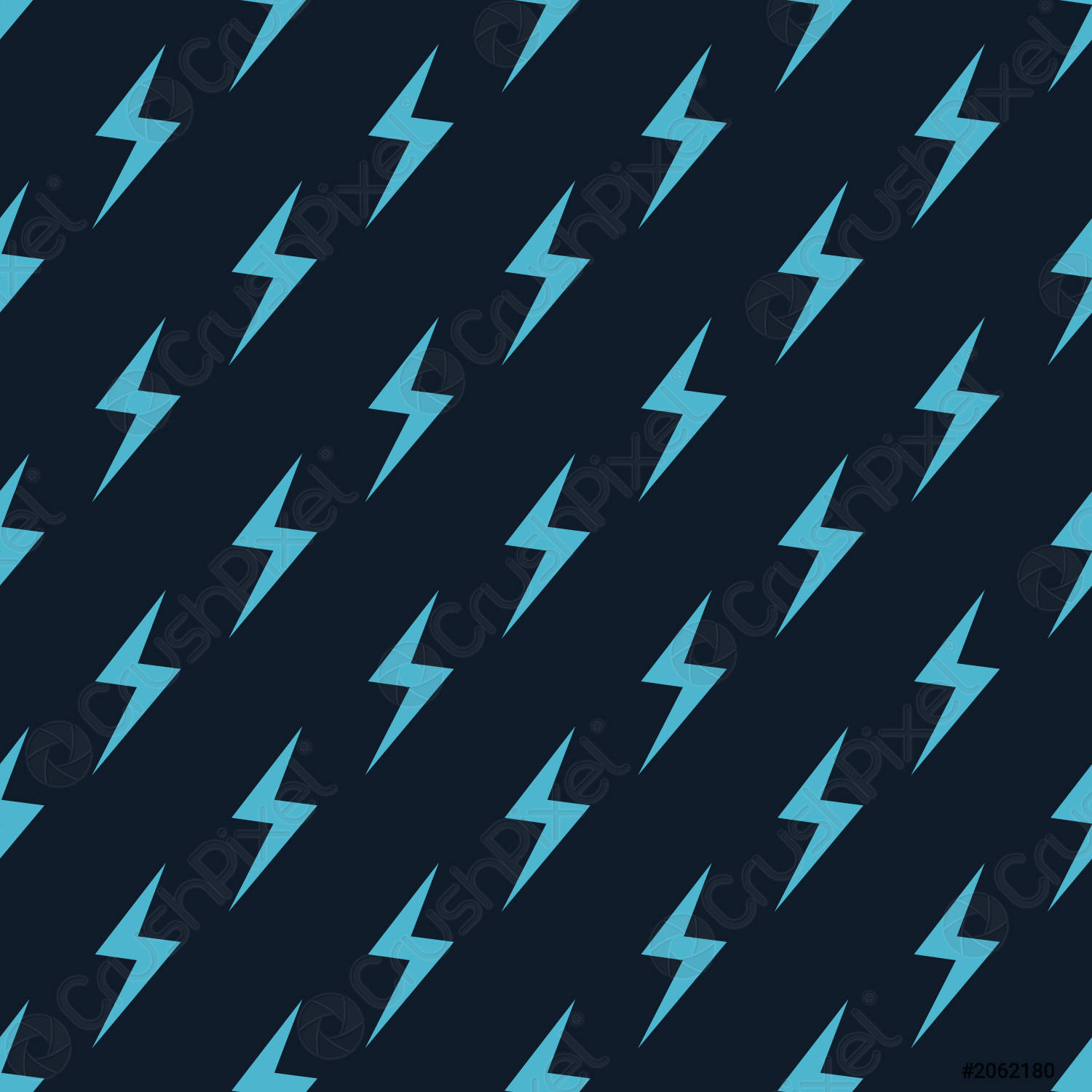 Blue lightning bolts on dark blue background Seamless pattern Vector