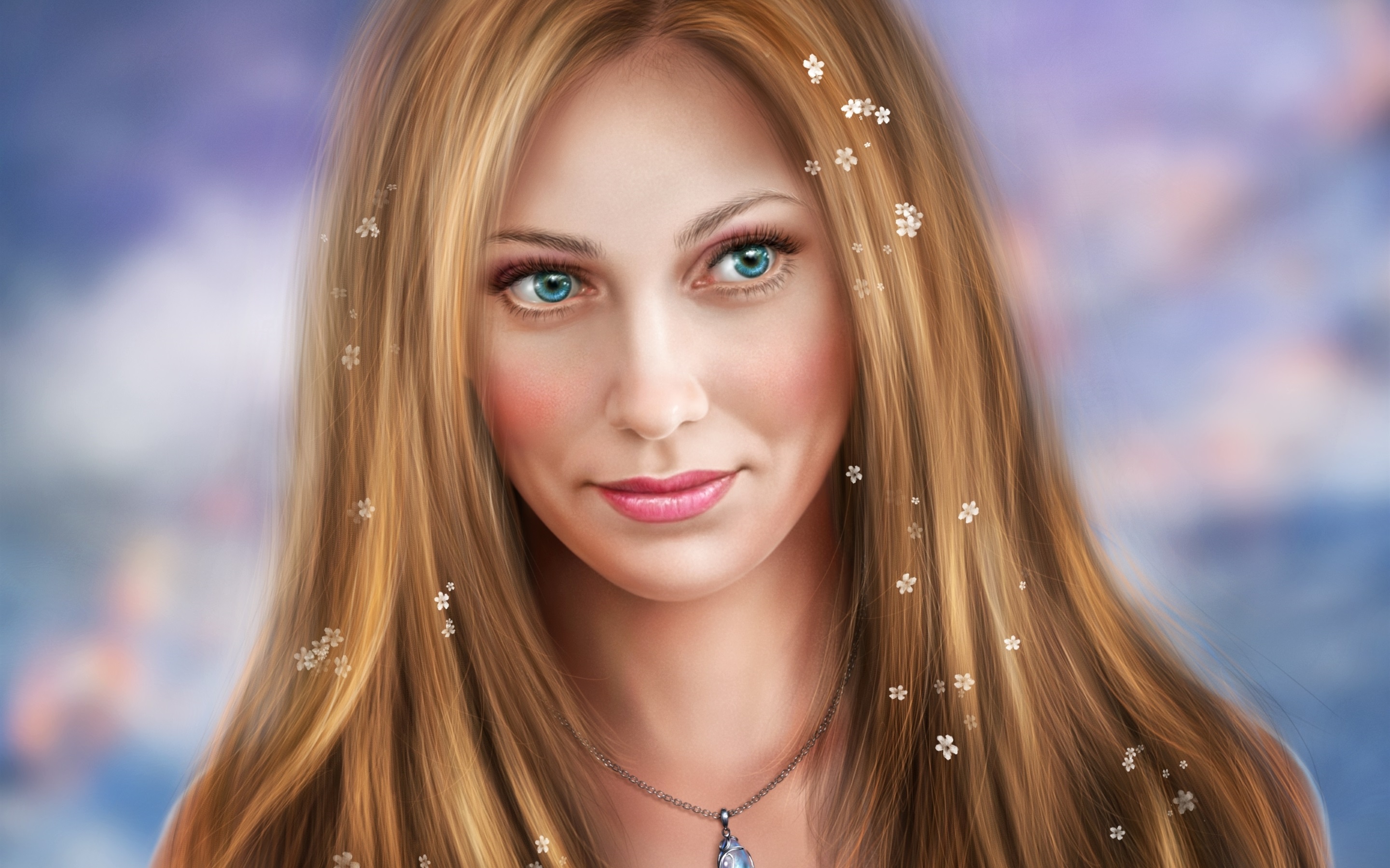 Wallpaper Blonde girl, blue eyes, fantasy 2880x1800 HD Picture, Image