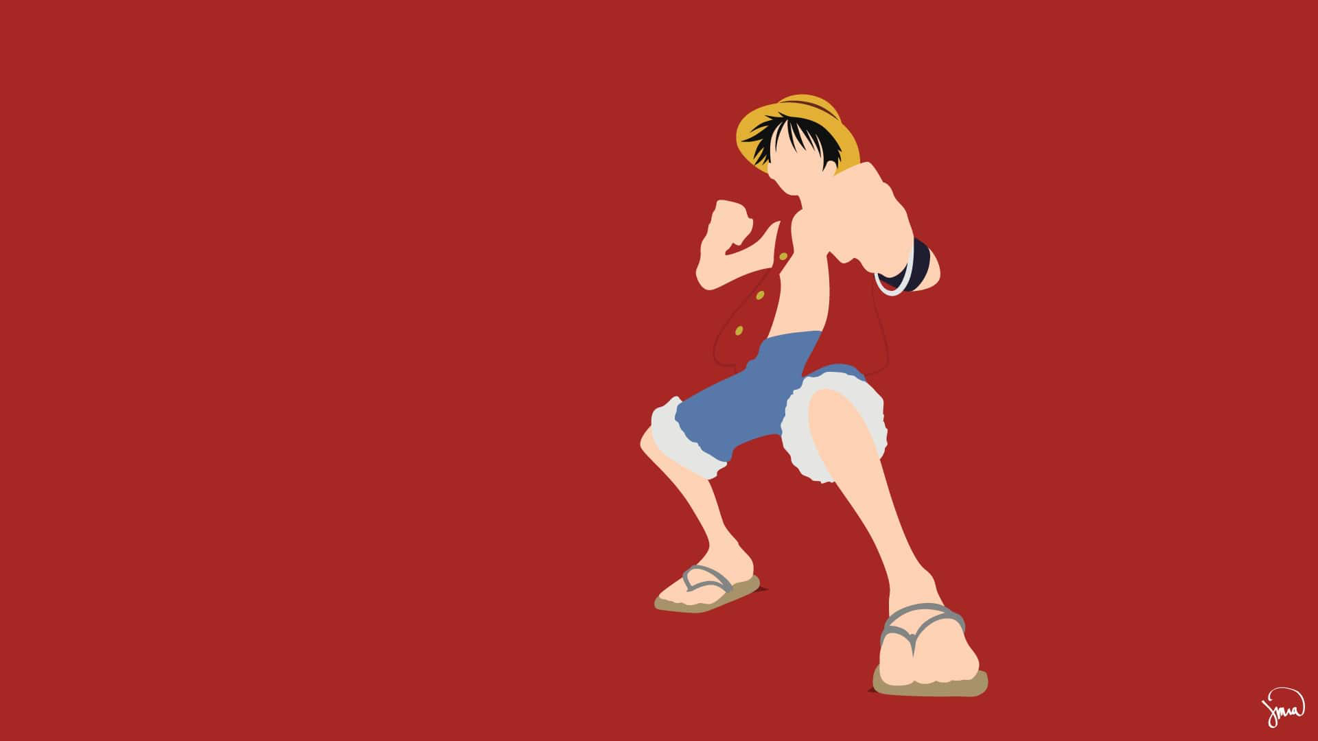 Monkey D. Luffy In Red Background HD One Piece Wallpaper
