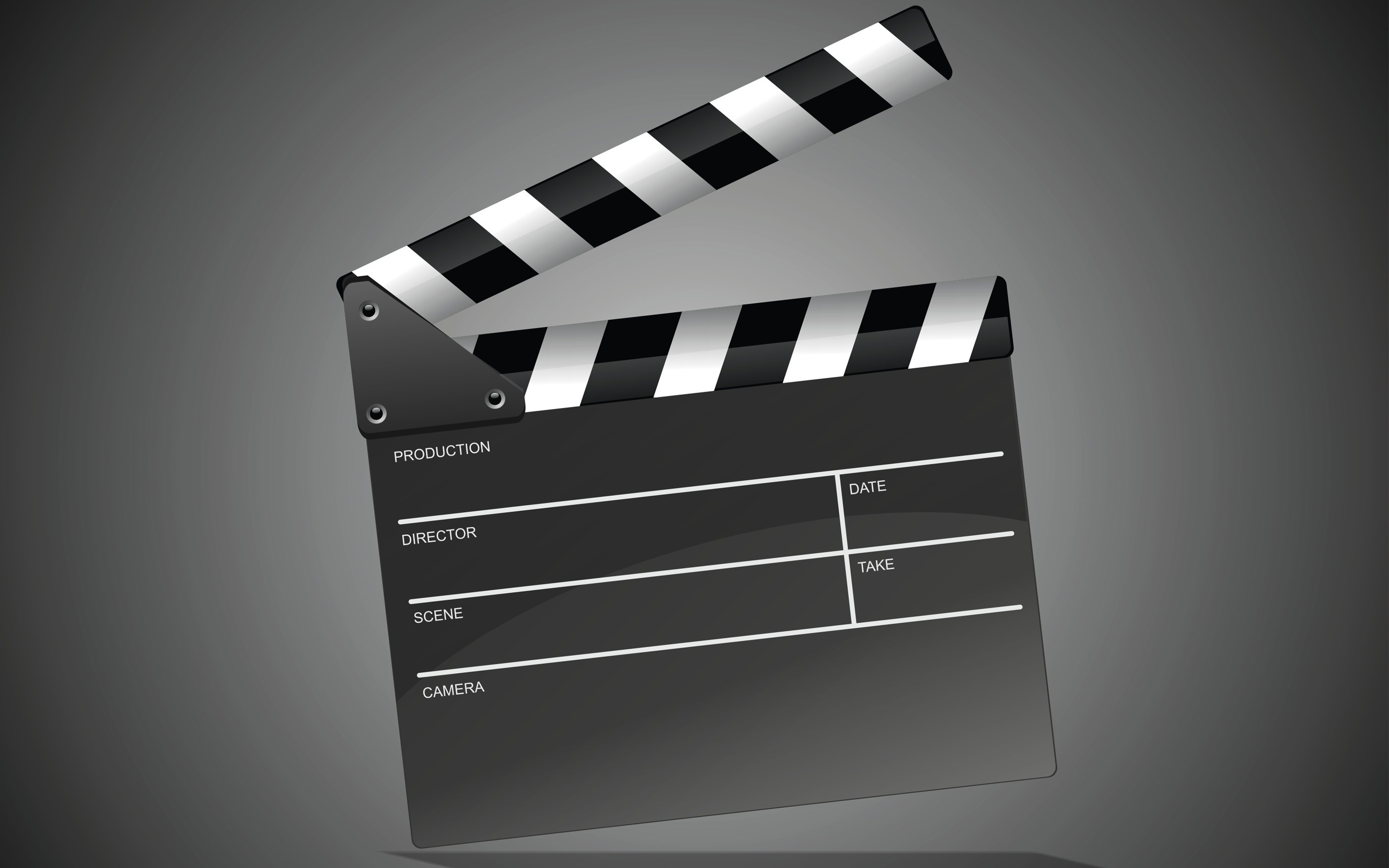 Download wallpaper Clapperboard, cinema concepts, cinema sign, clapperboard concept, Clapperboard on gray background for desktop with resolution 2880x1800. High Quality HD picture wallpaper