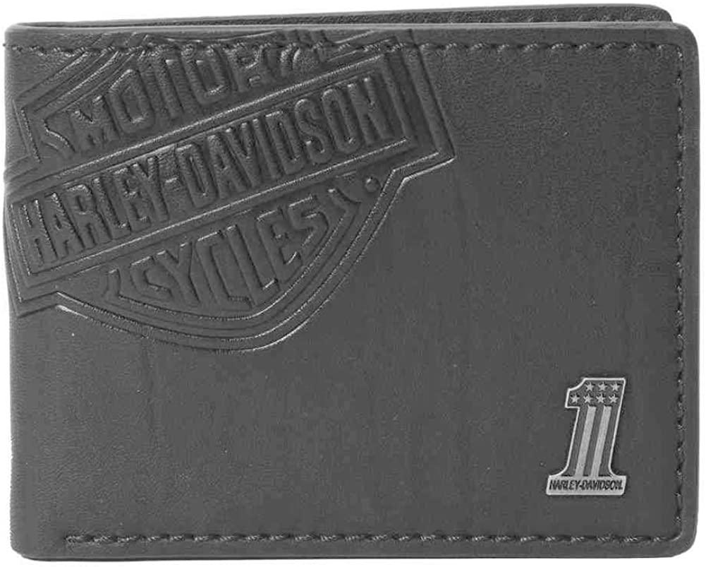 Harley Davidson Men's Classic Billfold, HD Bar & Shield Wallet, CR2343L Black At Amazon Men's Clothing Store