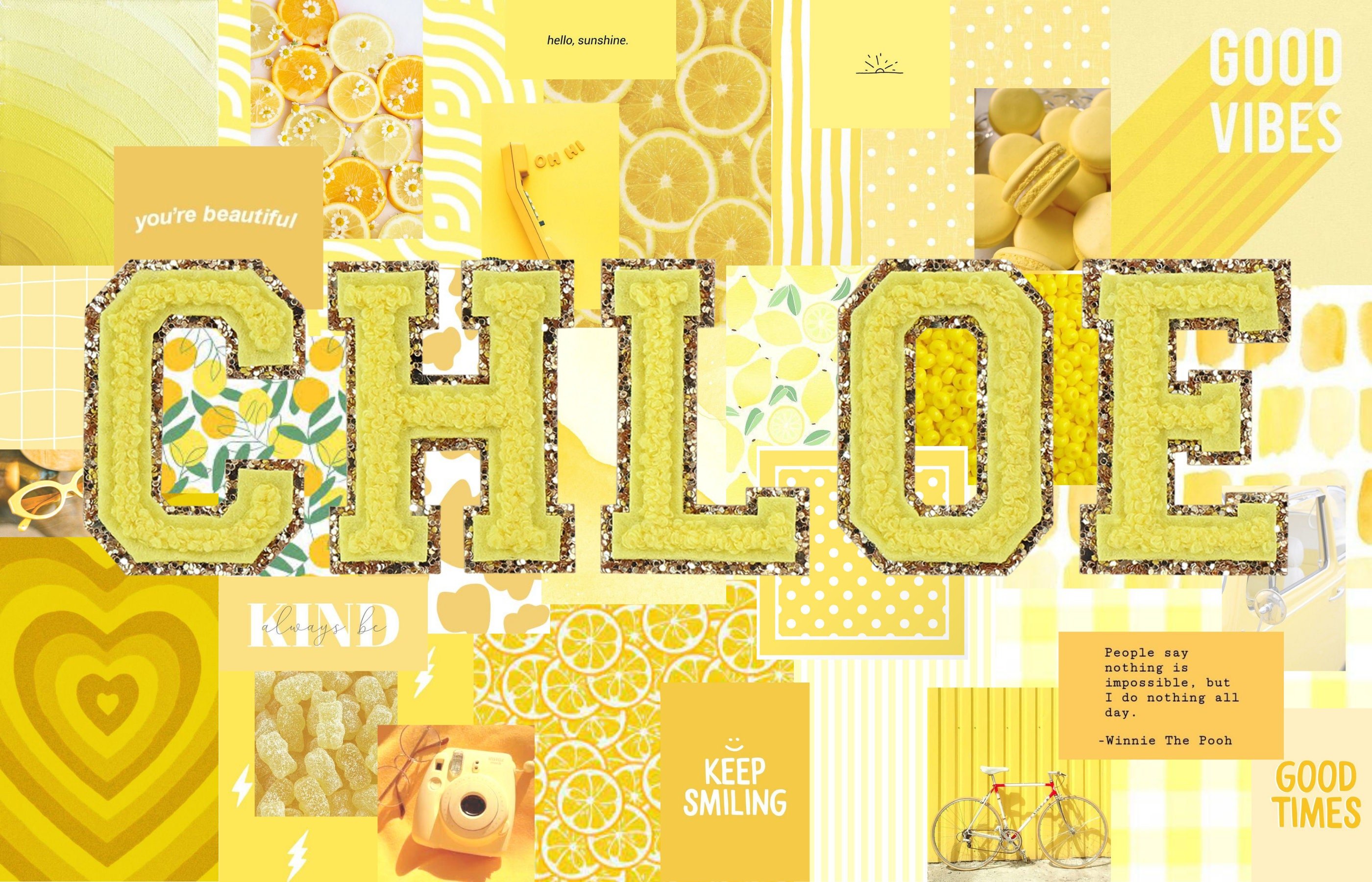 Custom Yellow Preppy Monogram Desktop Wallpaper Collage