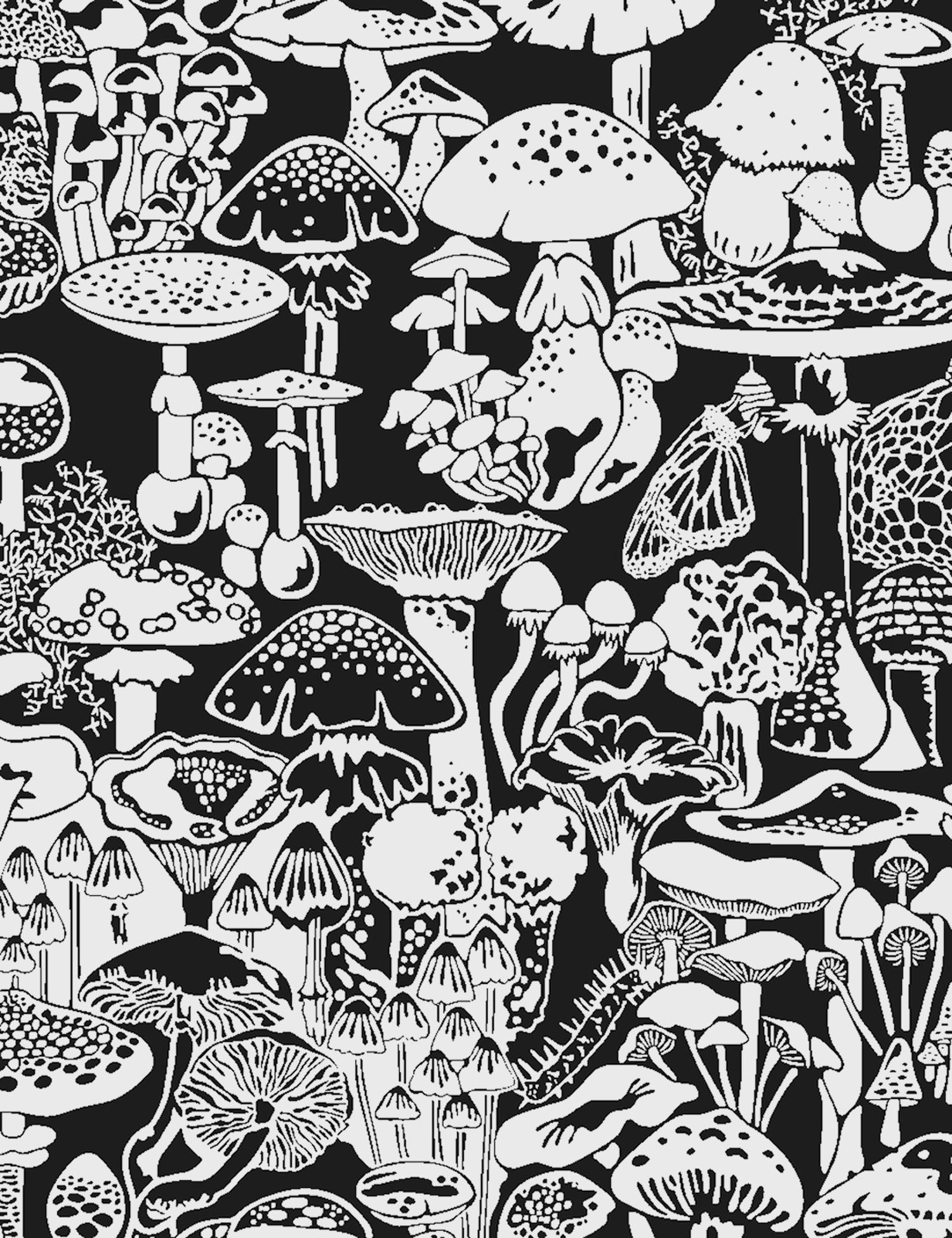 Mushroom City Contrast. Mushroom wallpaper, Stuffed mushrooms, Trippy patterns