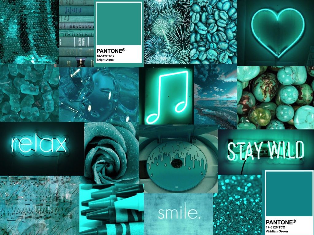 Teal Aesthetic Wall Collage Kit Turquoise Beach Pictures  Etsy Hong Kong