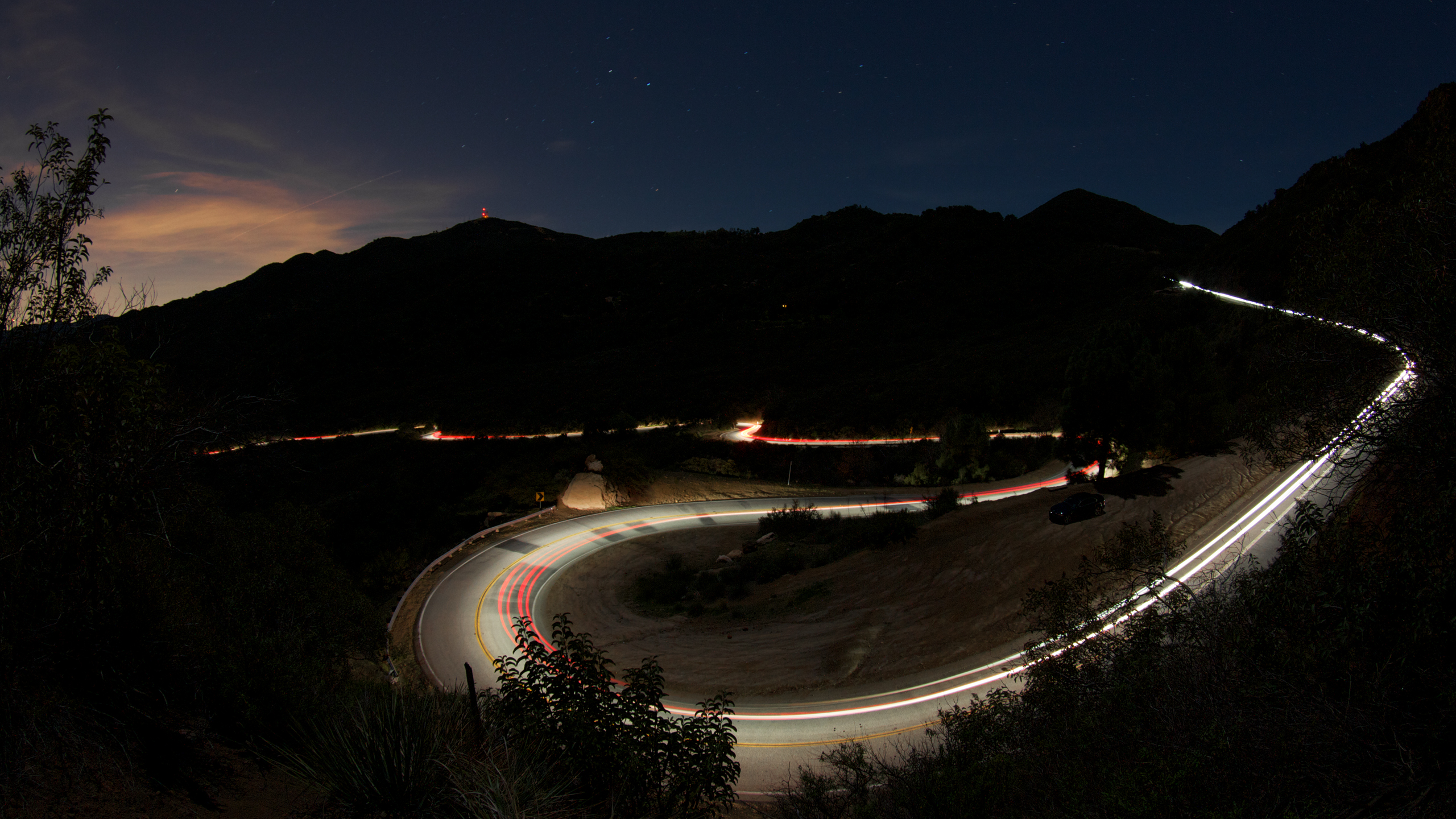 Mullholland canyon road night malibu california wallpaperx1440