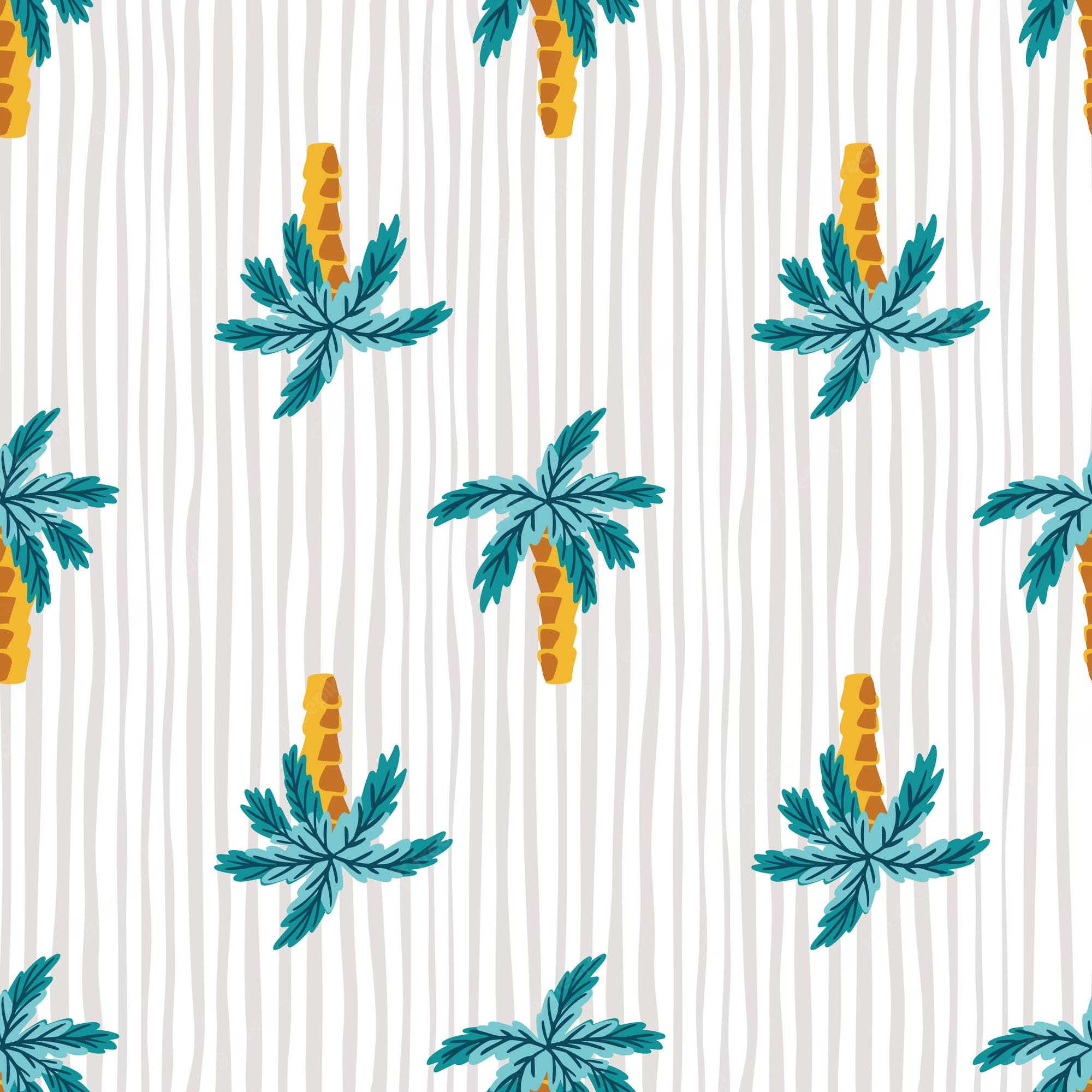 Premium Vector. Hawaiian style seamless pattern with bright blue abstract palms tree silhouettes. striped grey background. designed for fabric design, textile print, wrapping, cover. vector illustration