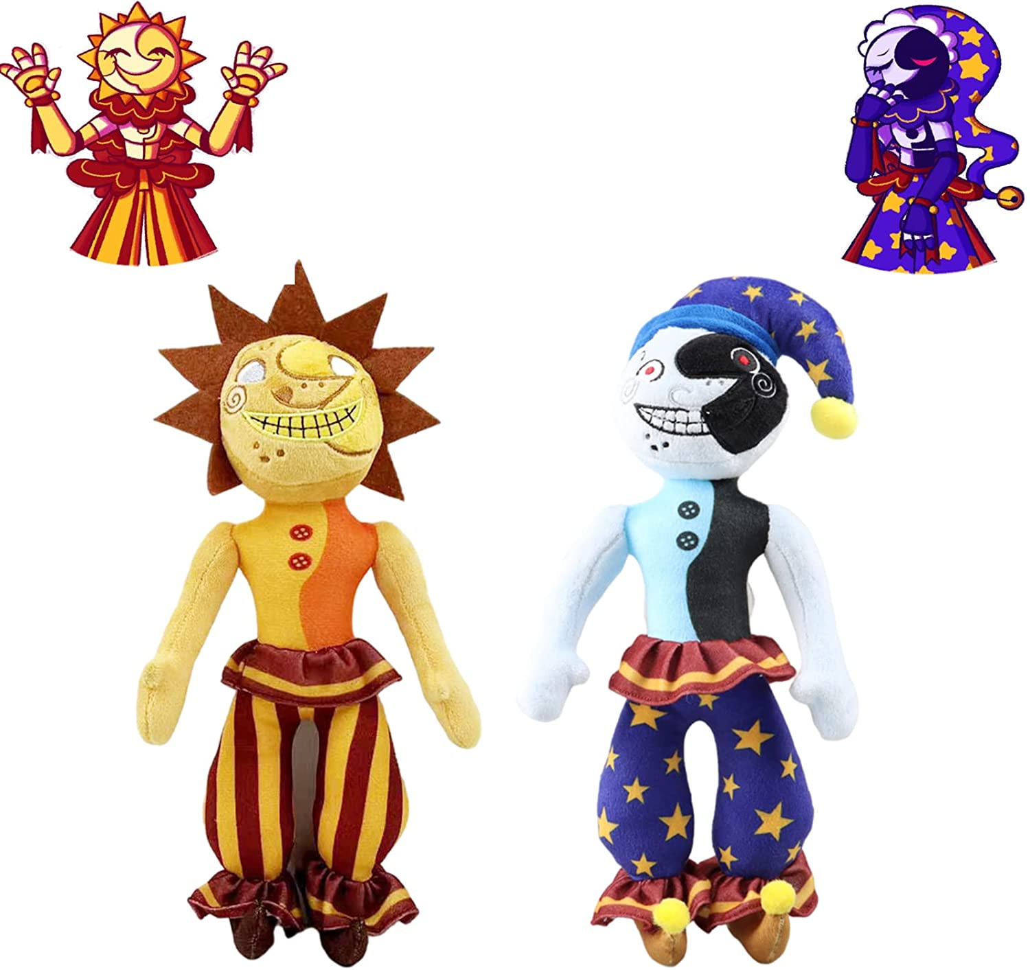 KATOOM Sundrop and Moondrop Plush Fnaf Security Breach Game Dolls for Fans, 11.8