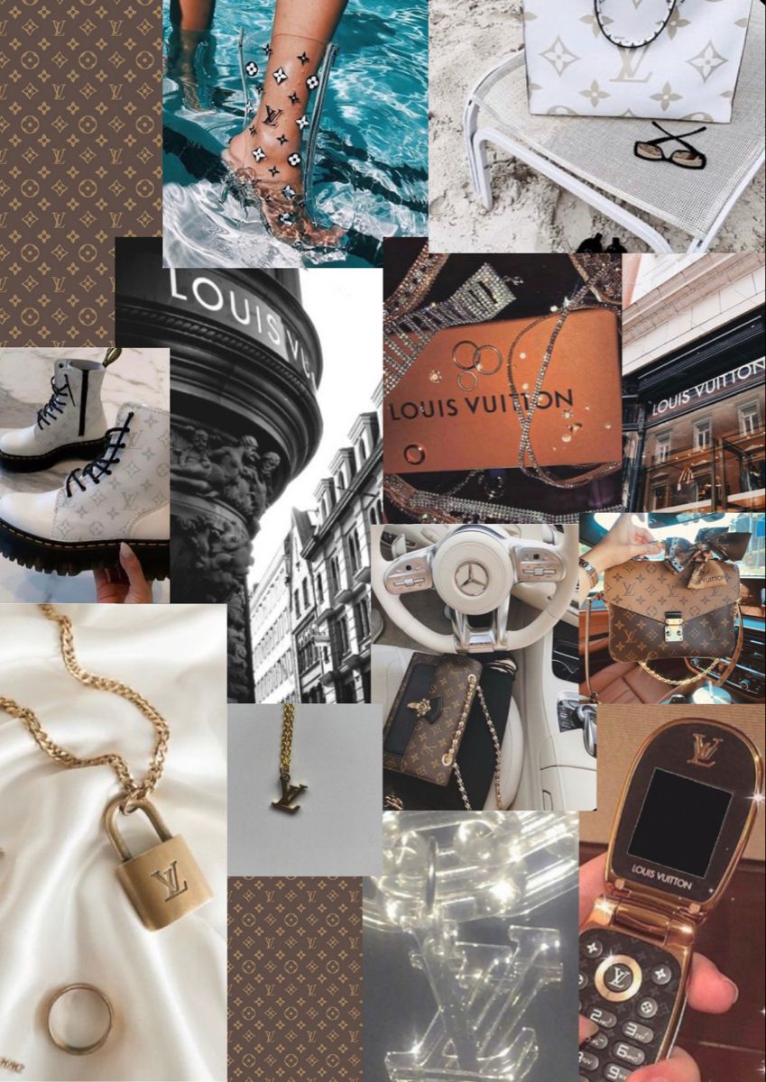 Download A Collage Of Various Louis Vuitton Bags Wallpaper