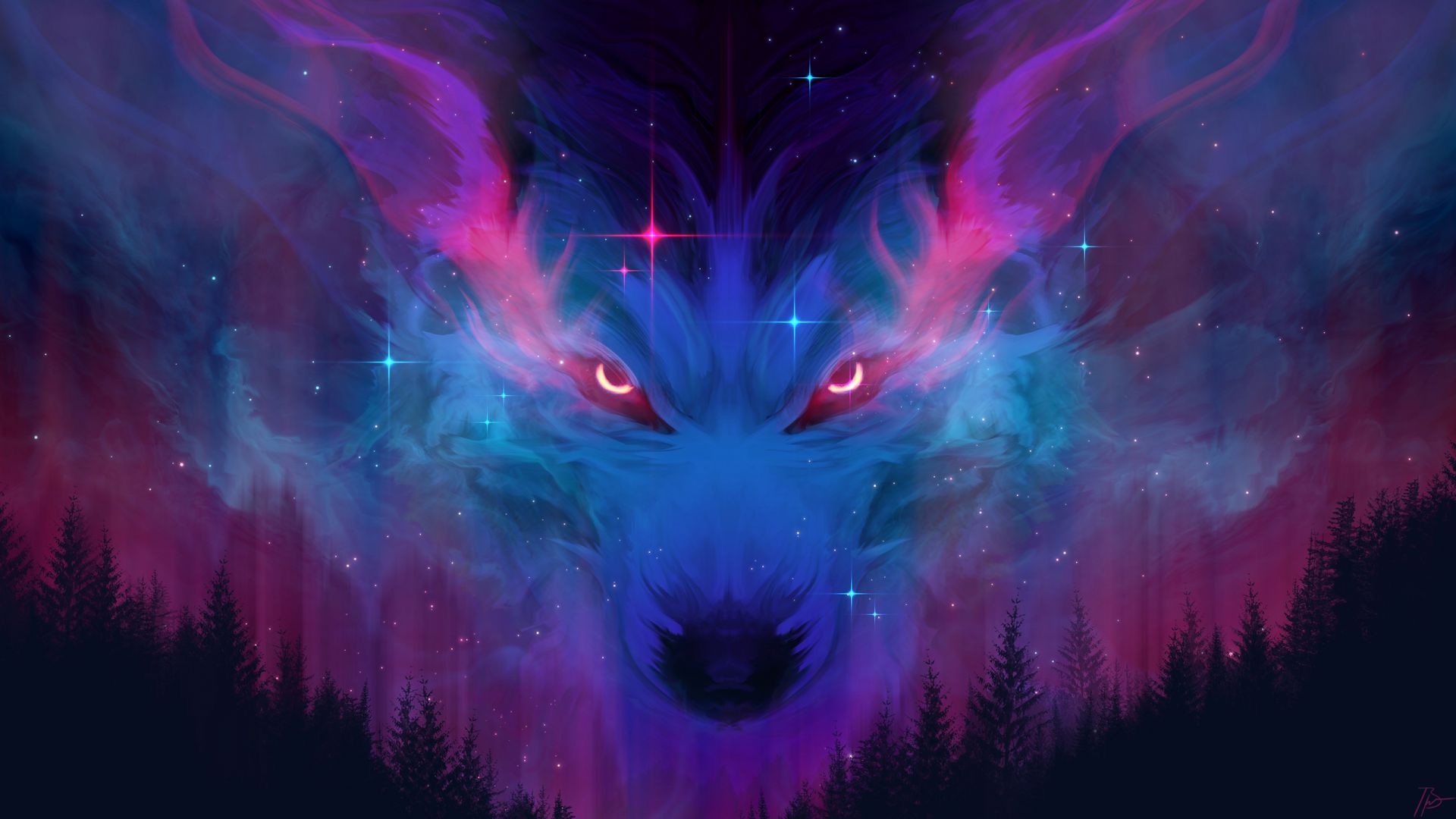 Black Wolf Purple Full HD