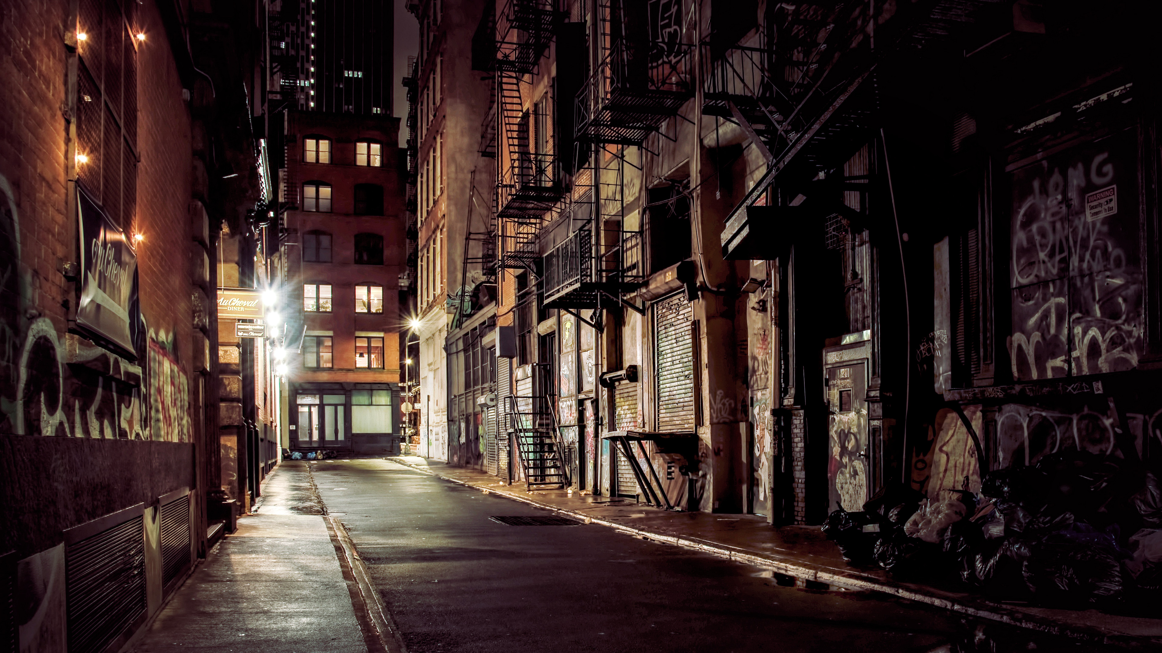 Crop New York City Wallpaper for Free, Urban, Night, Usa, Alley, Lights HD Background