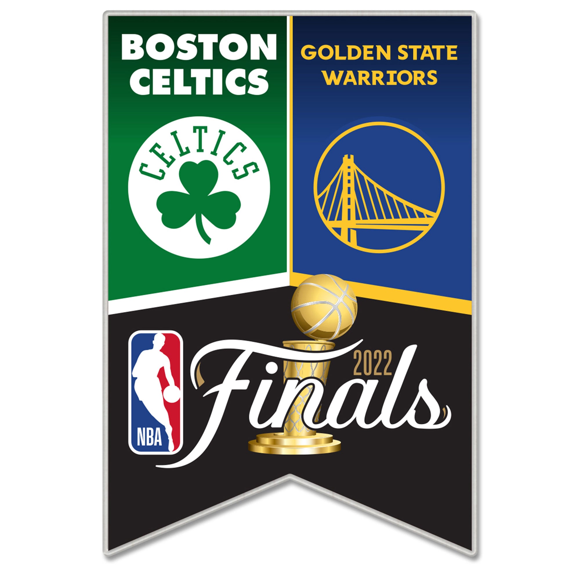 WinCraft Boston Celtics vs. Golden State Warriors 2022 NBA Finals Dueling Collector Pin