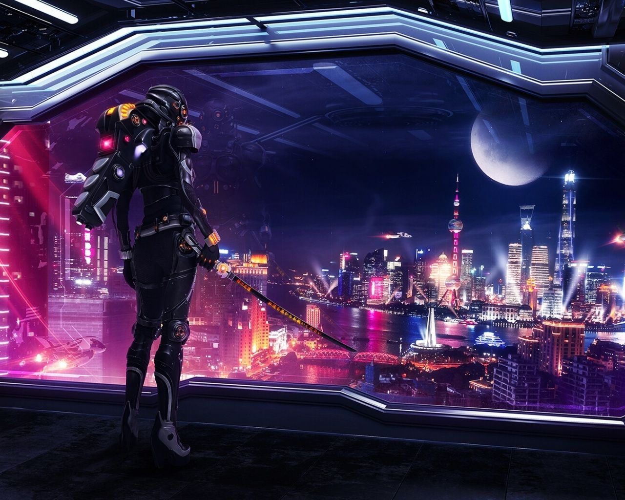 Ninja Cyberpunk Night City HD Wallpaper #830h