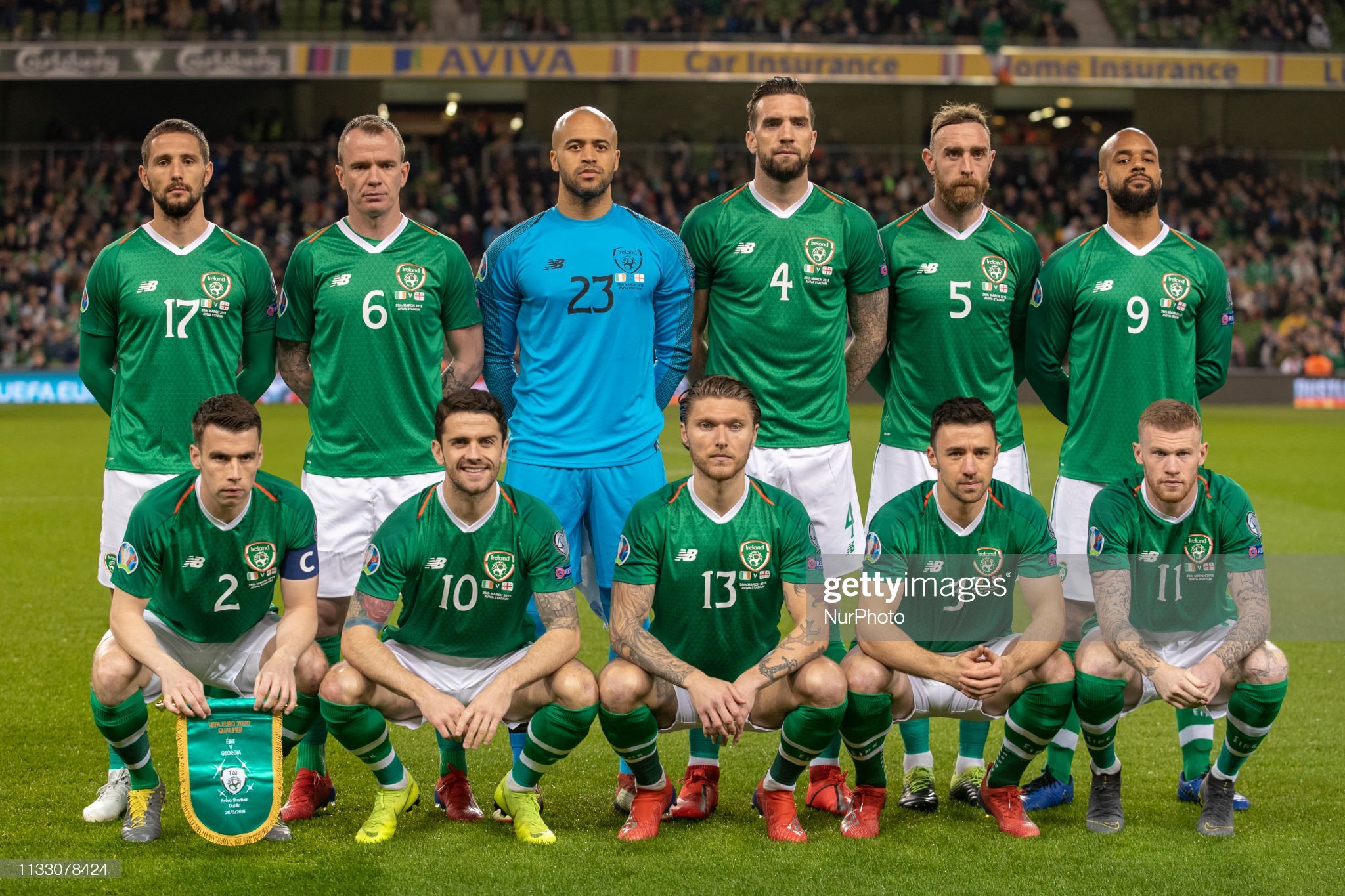 The Irish national football team poses for a photo during the UEFA. News Photo