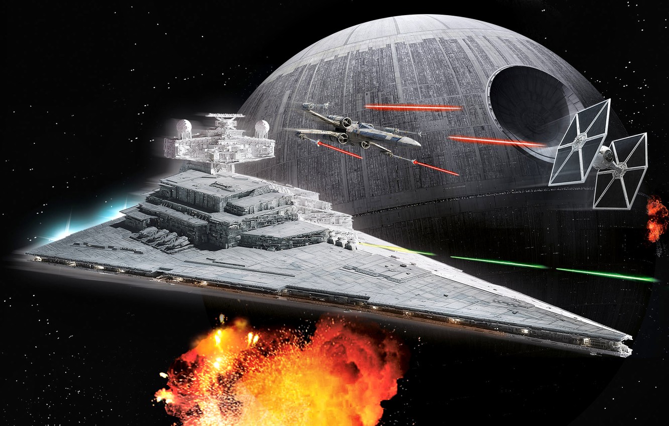Wallpaper The Explosion, Star Wars, The Death Star, X Wing, New Hope, Star Destroyer, TIE Fighter, Galactic Empire, Episode IV, Type Imperial I Image For Desktop, Section фильмы