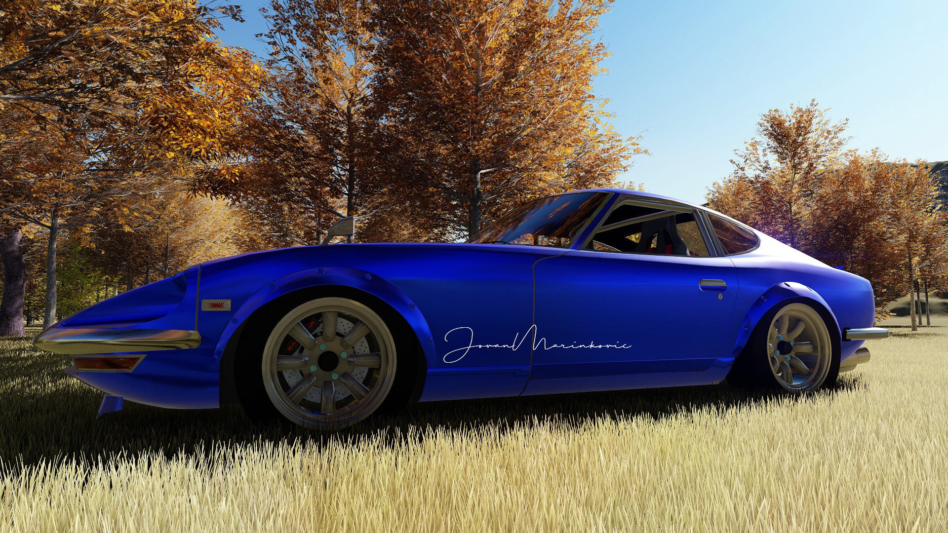 Nissan Fairlady Z, S30, Japanese cars, Car, 3D, Render, Blue cars Wallpaper HD / Desktop and Mobile Background