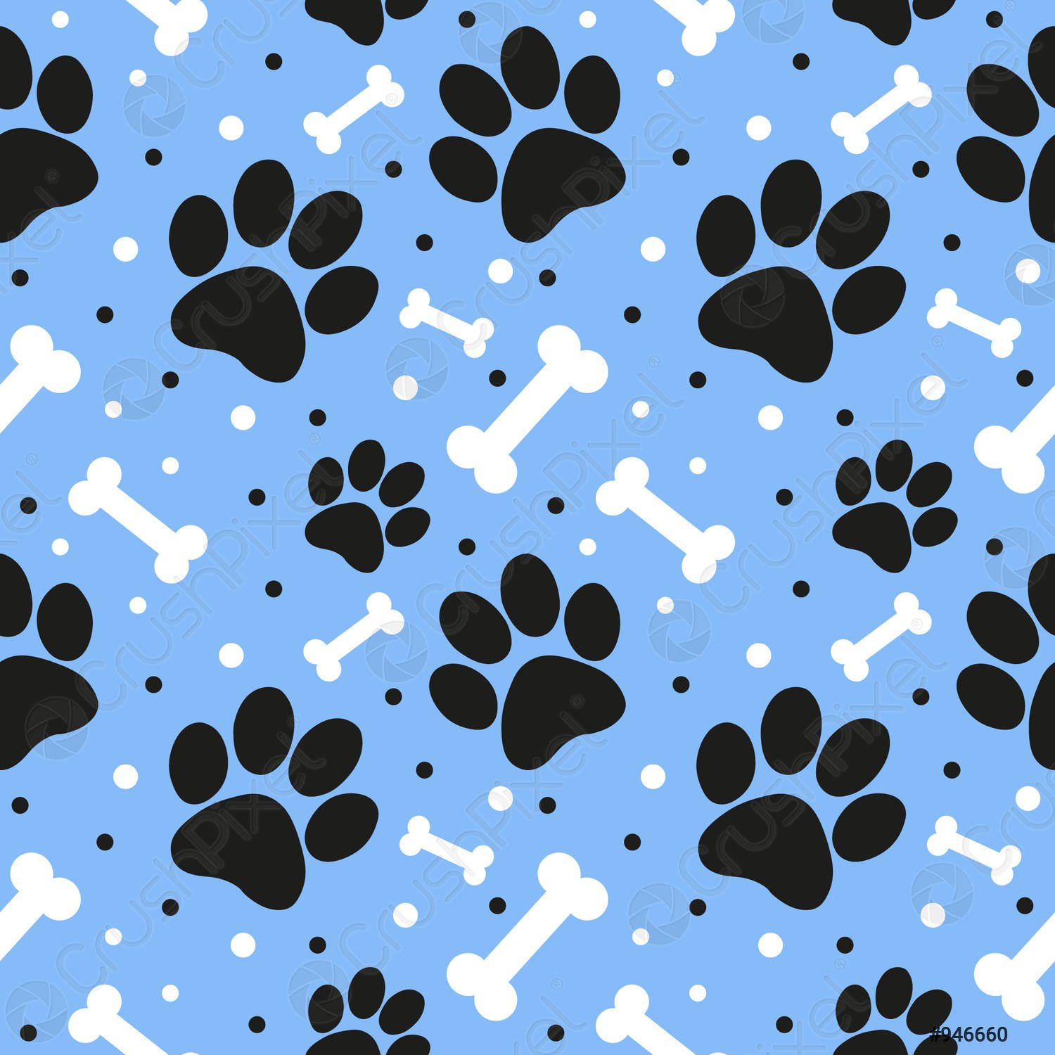 Seamless cute paw pattern, endless background for wallpaper, cover, card