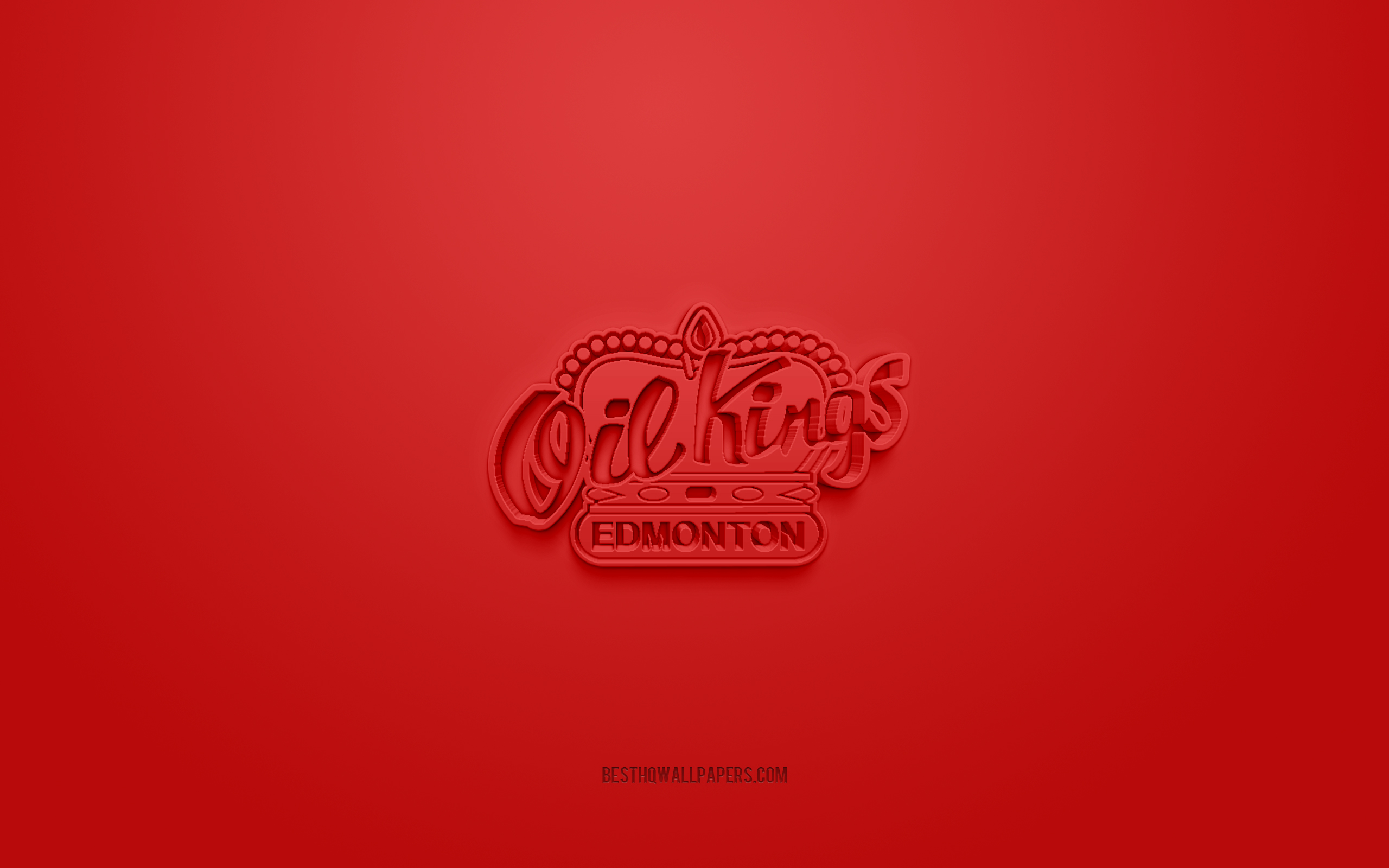 Download wallpaper Edmonton Oil Kings, creative 3D logo, red background, 3D emblem, Canadian hockey team club, WHL, Edmonton, Canada, 3D art, hockey, Edmonton Oil Kings 3D logo for desktop with resolution 2560x1600