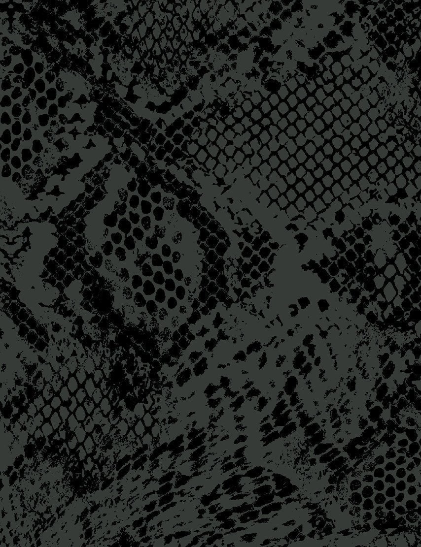 Wallshoppe Charcoal Serpentine Snake Print Wallpaper & Peel And Stick Black & Dark Green Snakeskin Print Wallpaper