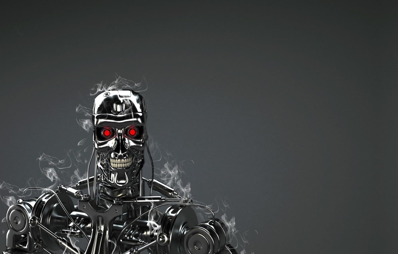 Wallpaper robot, red eyes, Terminator, T- technology image for desktop, section рендеринг