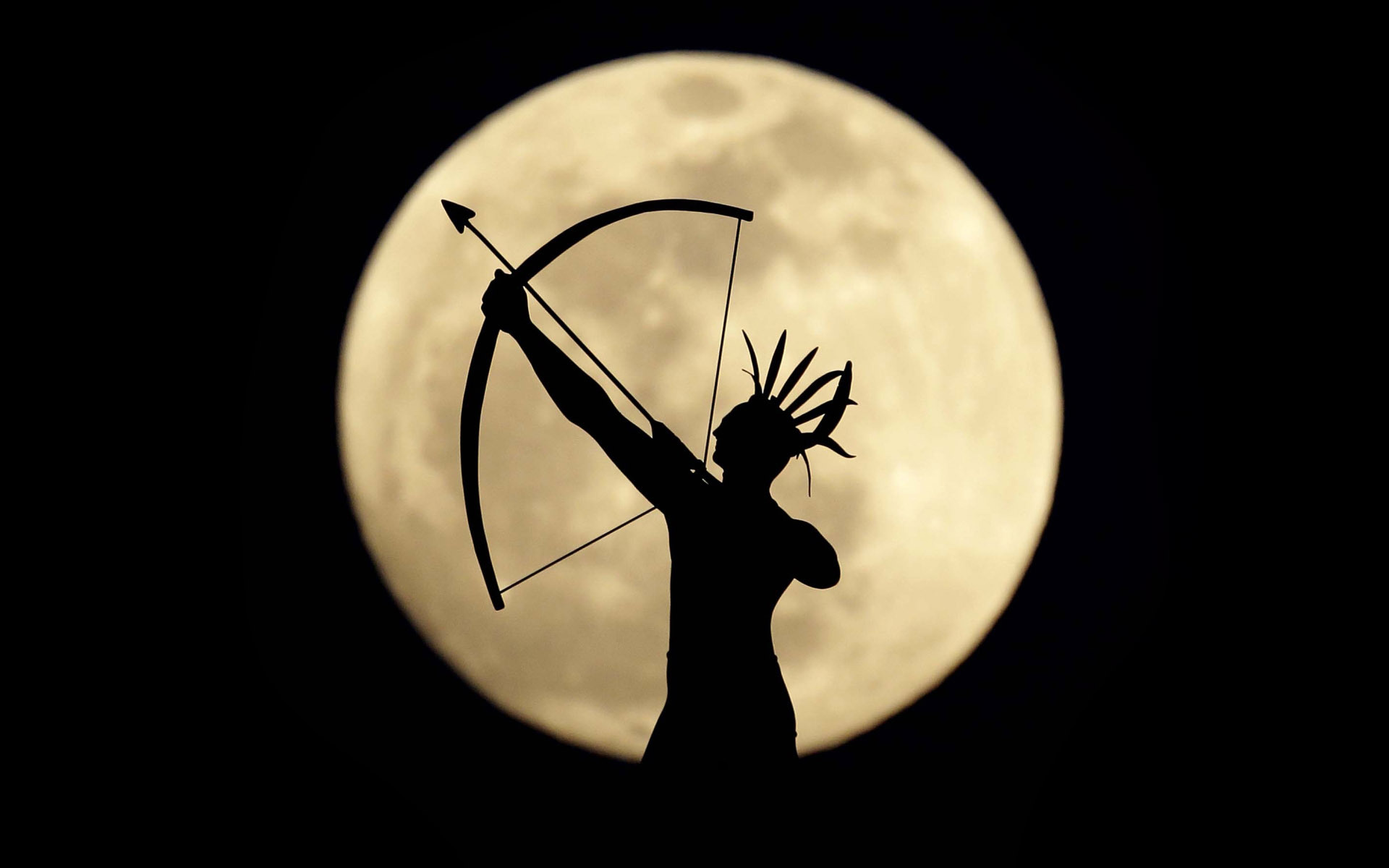 Moon backgrounds an Indian archer silhouette warrior wallpapers