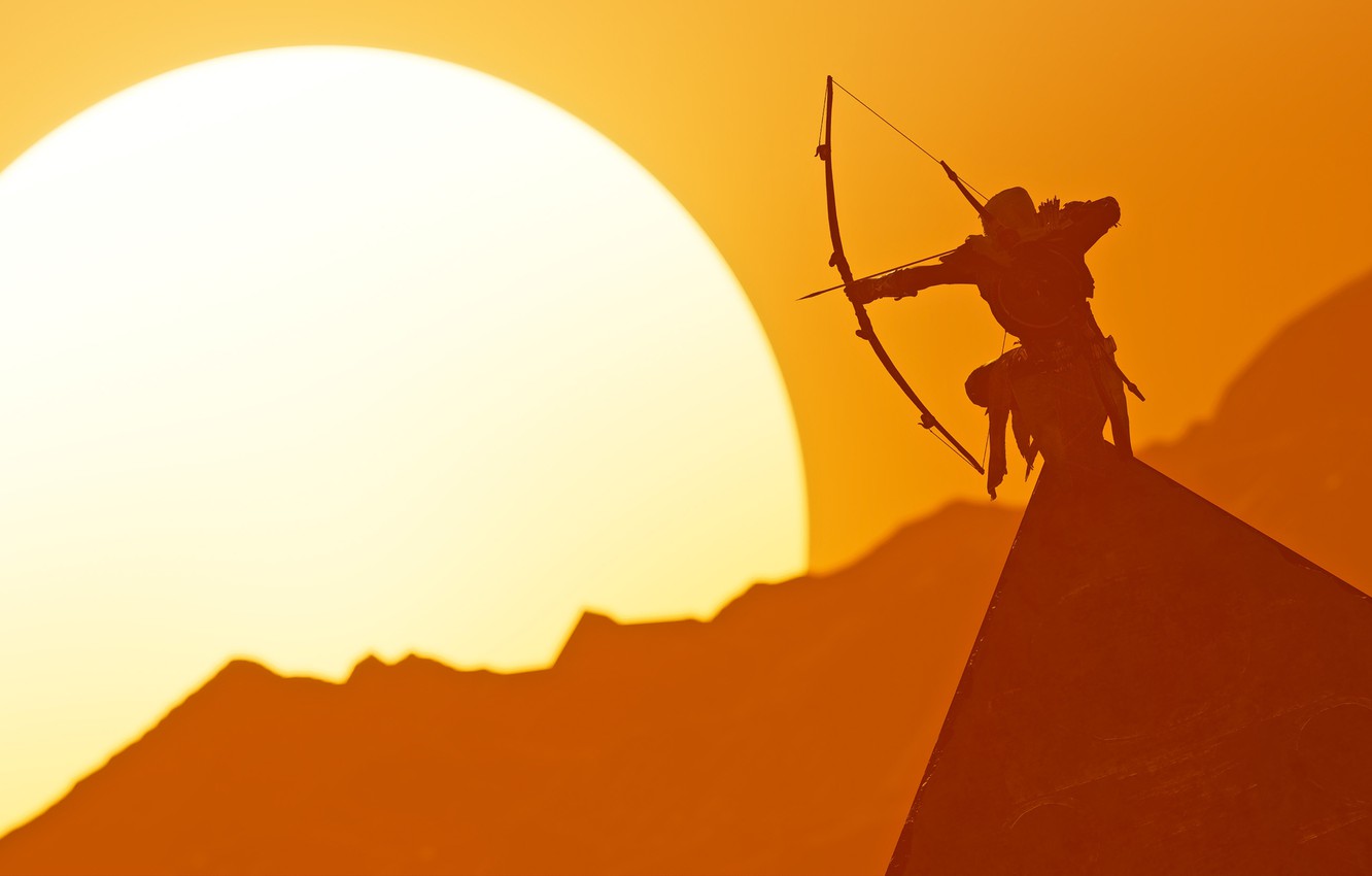Wallpapers the sun, bow, pyramid, Archer, Ubisoft Montreal, Action