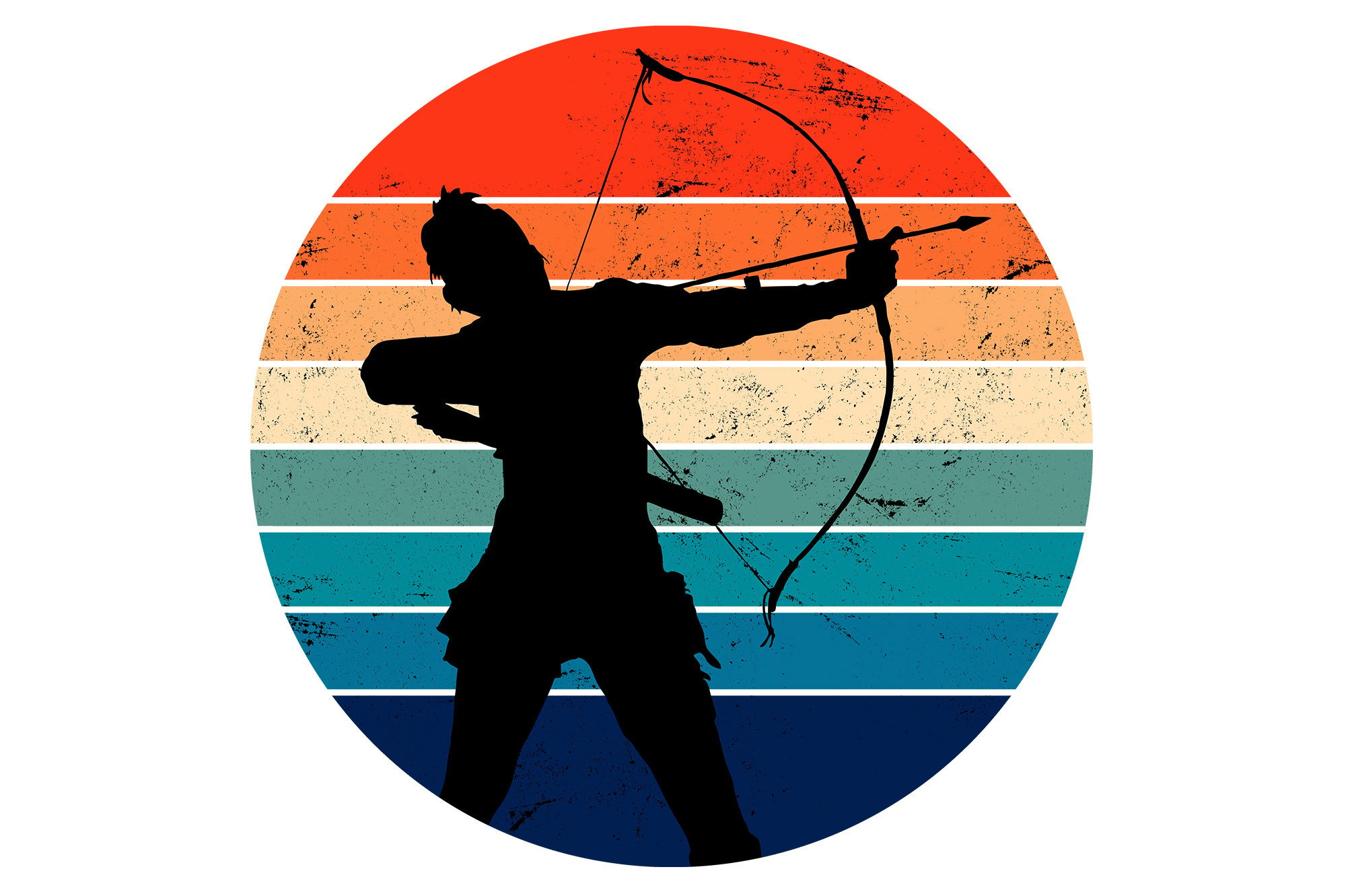 Archer Silhouette Archery Retro Sunset Graphic by Topstar · Creative Fabrica