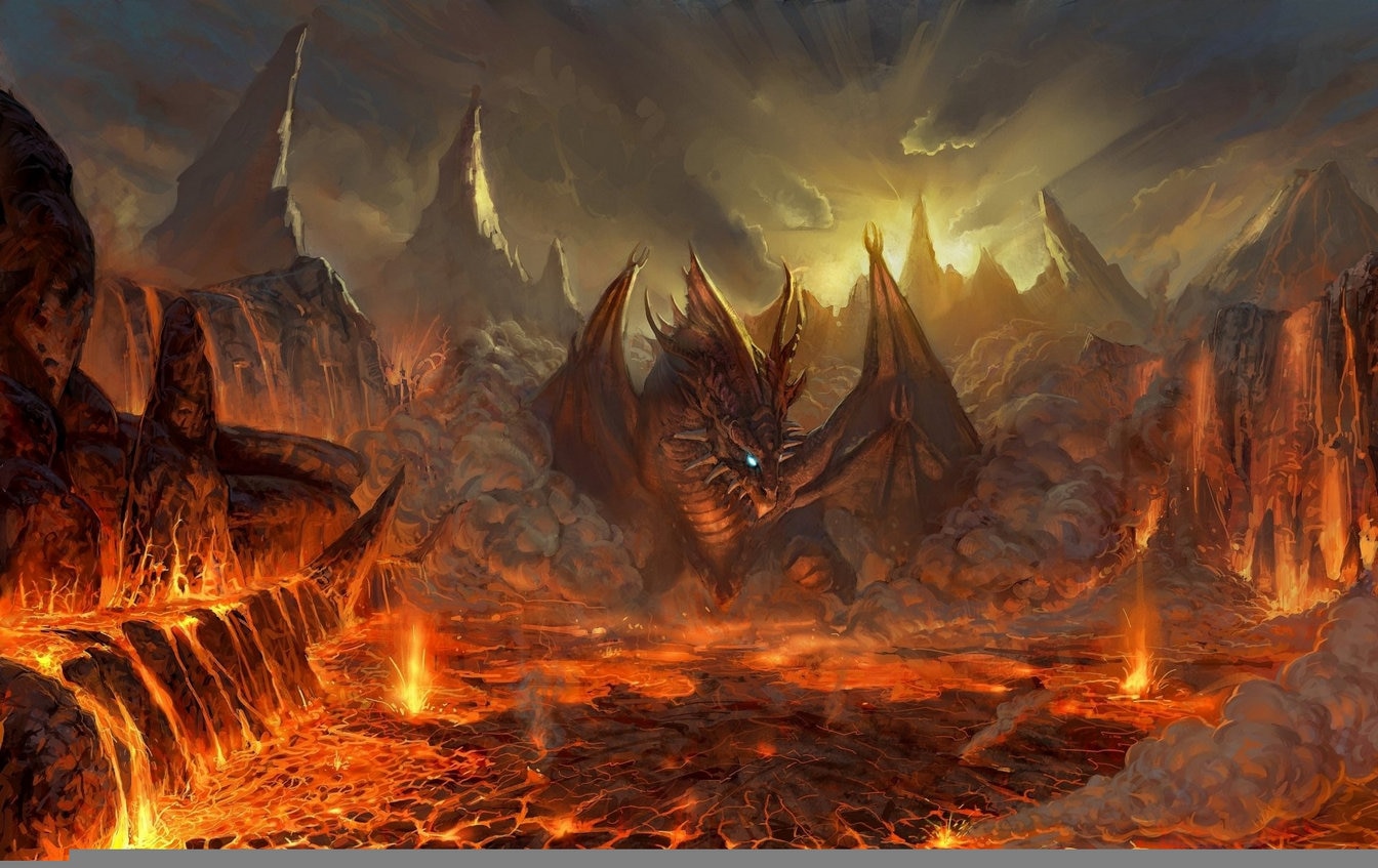 Dragon Mountain Hell Flame Backdrop High Quality Computer Print Party Background