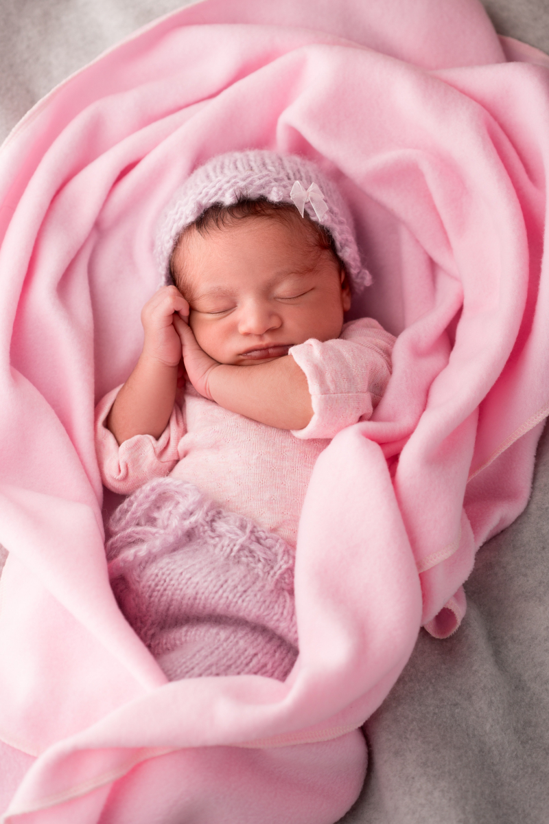 Newborn in a Pink Blanket