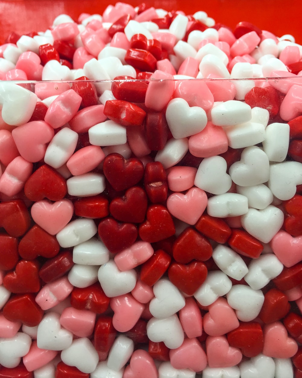 white and red heart candies photo