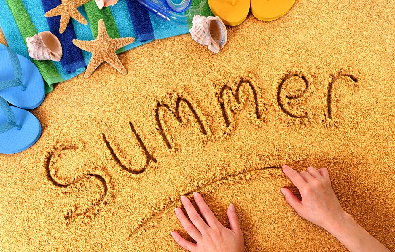 Wallpaper summer, beach, sand, sunny day, vacation, seashells image for desktop, section настроения