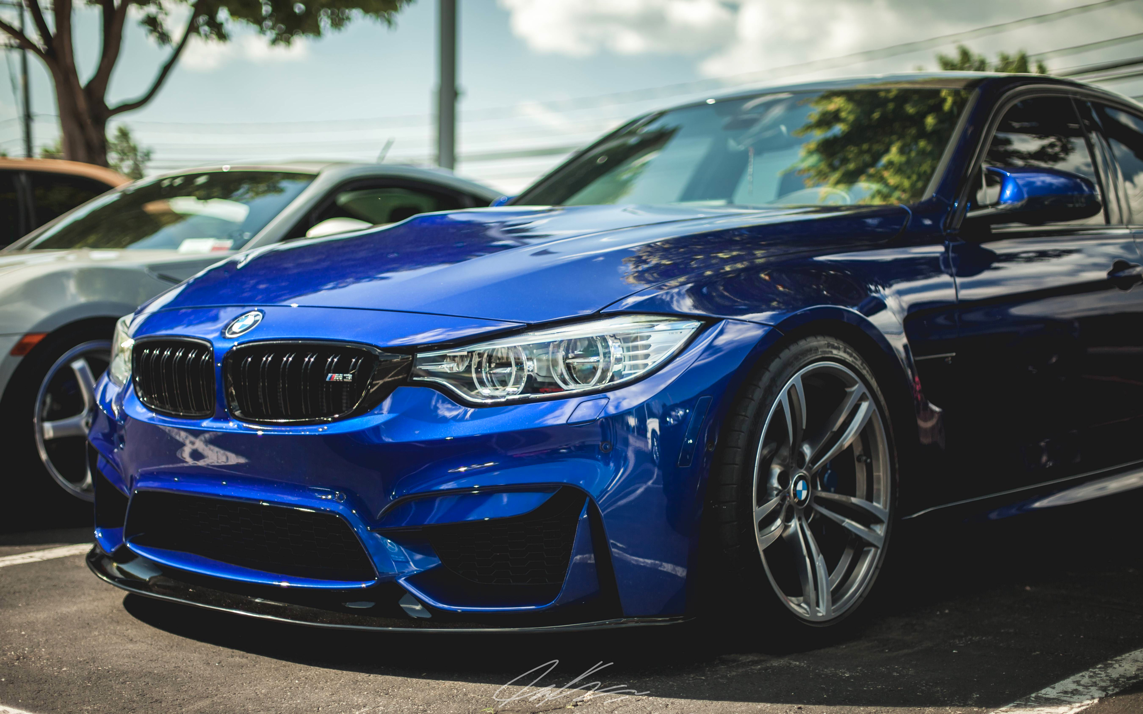 Download wallpapers 4k, BMW M3, F80, 2017 cars, tuning, blue m3, german cars, BMW for desktop with resolution 3840x2400. High Quality HD pictures wallpapers